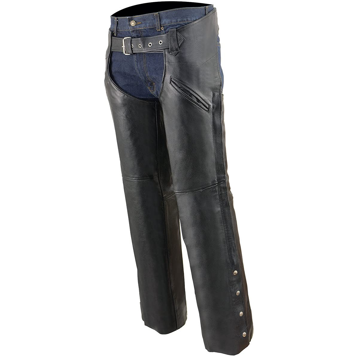 Milwaukee Leather Men's Black Premium Motorcycle Riding Chaps with Slash Pockets & Mesh Lining - LKM5710 | Durable Protection for Harley, Cruiser & Touring Bikes
