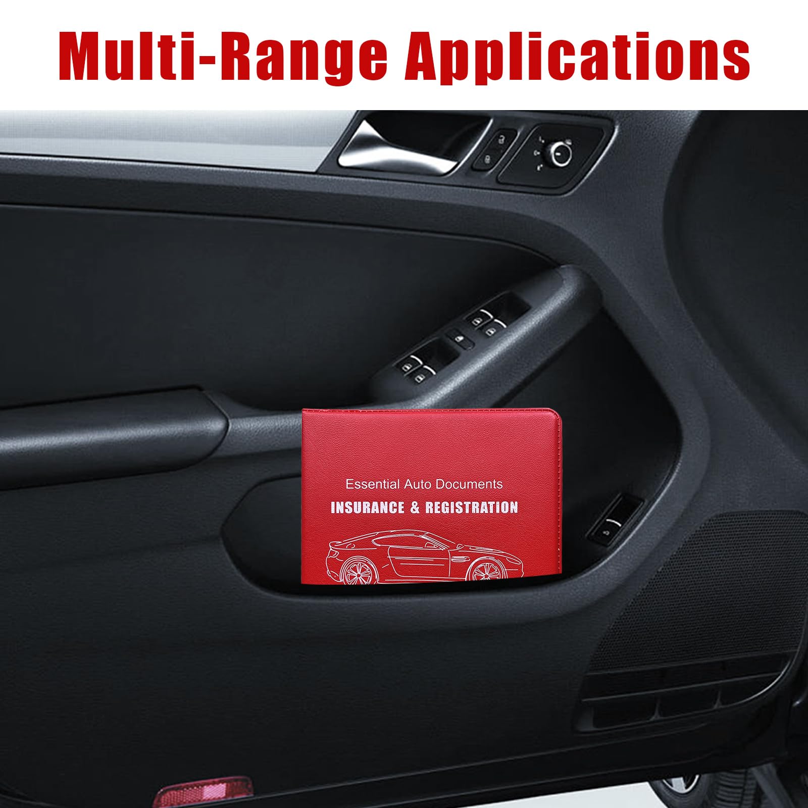 2 PCS Car Registration and Insurance Document Holders - Universal Glove Box Organizer with Secure Closure for ID Cards, Driver License & Vehicle Papers - Perfect for Car Interior Organization (Red, Large Size) - Ideal for Road Trips, Daily Commute & Vehicle Maintenance