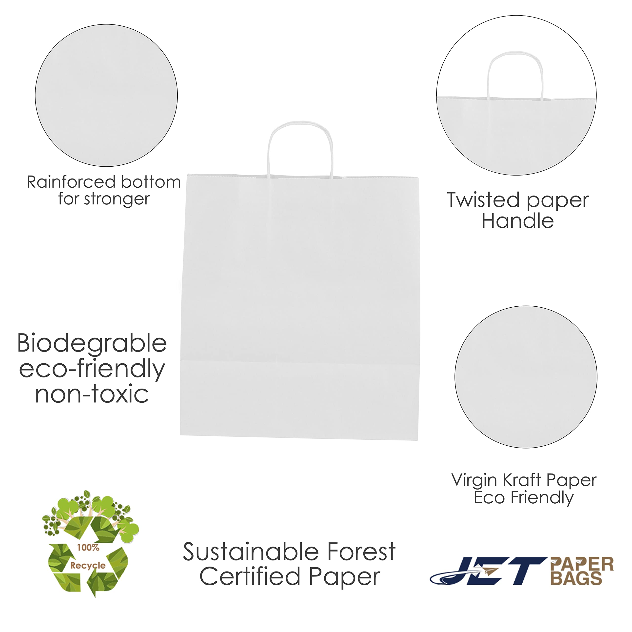 Eco-Friendly Kraft Paper Bags 15”x10”x15.75” - 250 Pack | Bulk Brown Shopping Bags with Handles for Retail, Grocery, Gift Wrapping & Party Favors