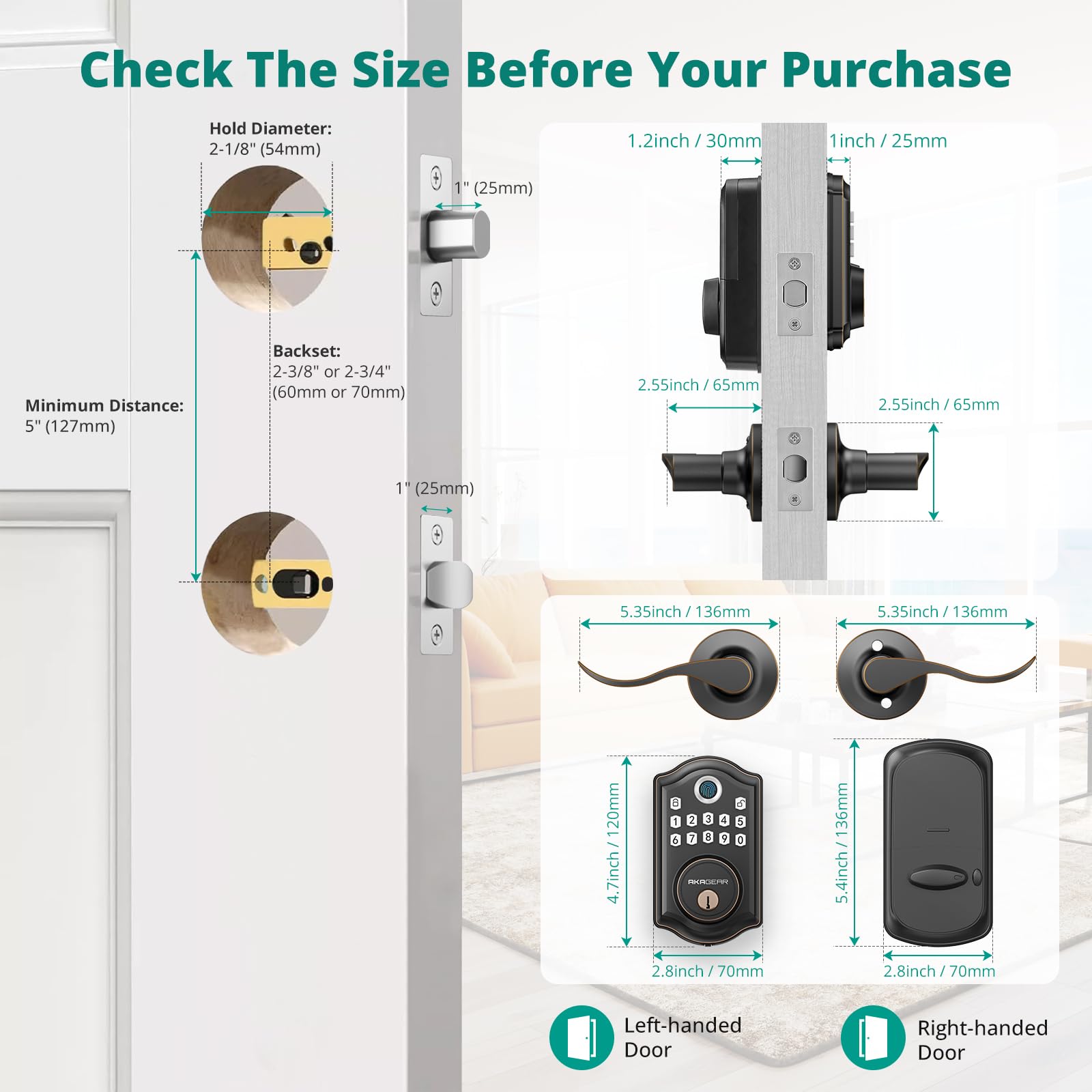 Smart Keyless Entry Door Lock with Fingerprint & Keypad - 2 Lever Handles, Electronic Deadbolt, Auto-Lock Feature for Front Door Security | Easy Installation for Homes, Apartments & Offices