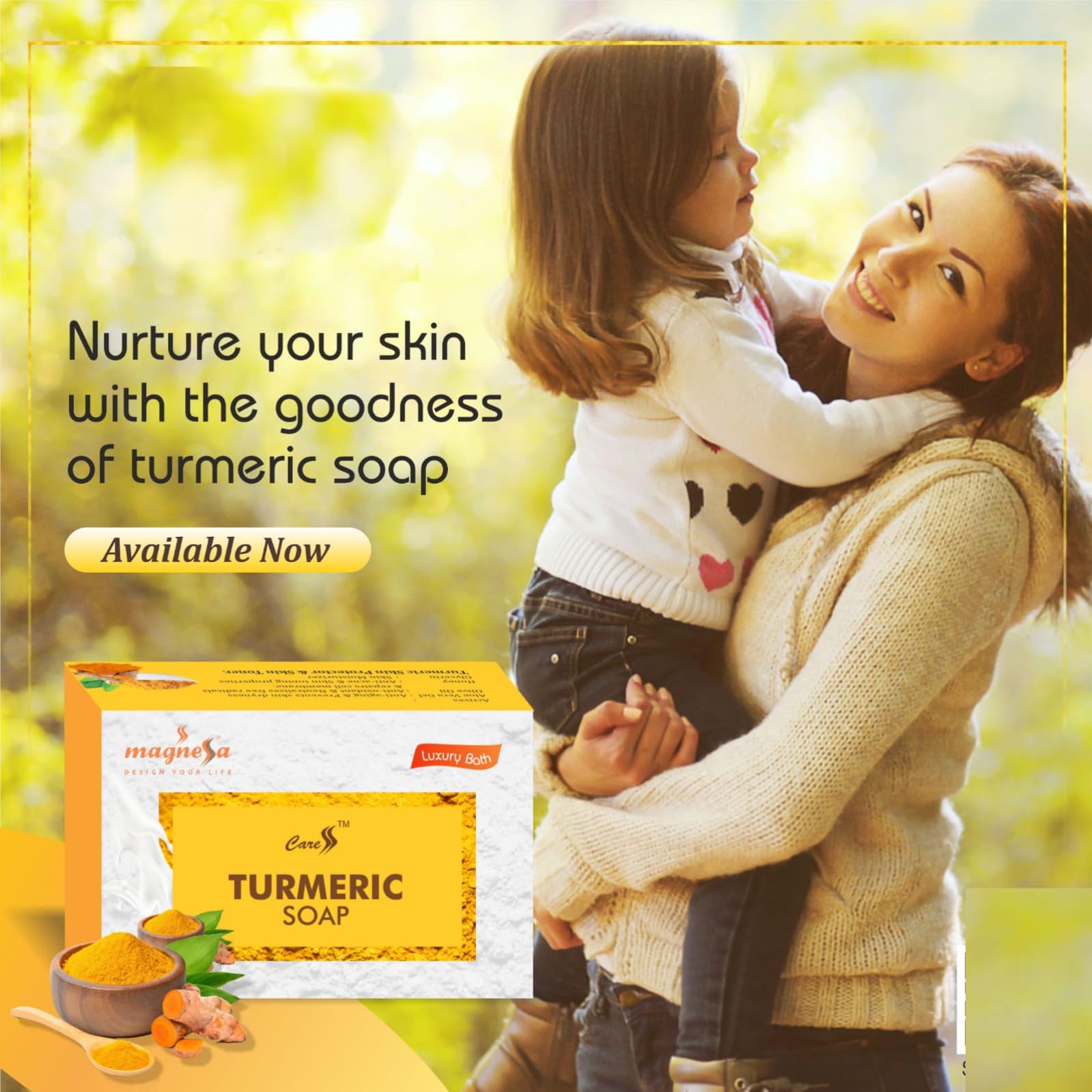 Magnessa Turmeric Soap (75g) - Natural Skin Brightening & Acne Treatment - Perfect for Daily Face & Body Cleansing