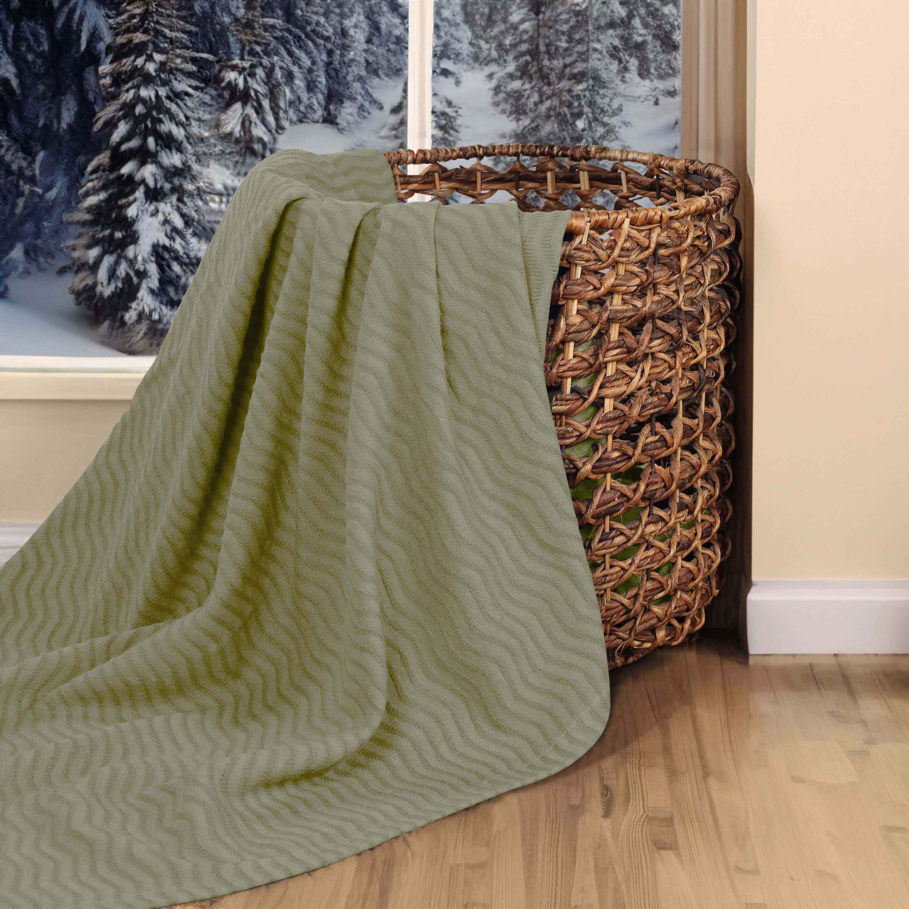 Jena Cotton Textured Chevron Lightweight Woven Blanket - Soft & Breathable Throw for Sofa, Bed & Outdoor Use - Cozy Home Decor & Picnic Essential