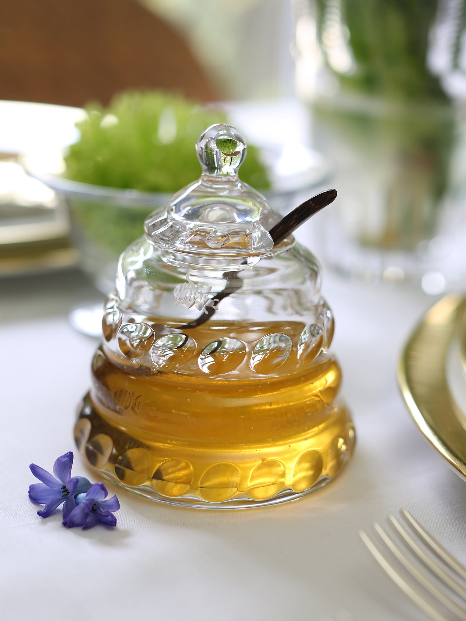 Premium Glass Honey Jar with Stainless Steel Spoon - Perfect for Tea, Toast & Gift Giving