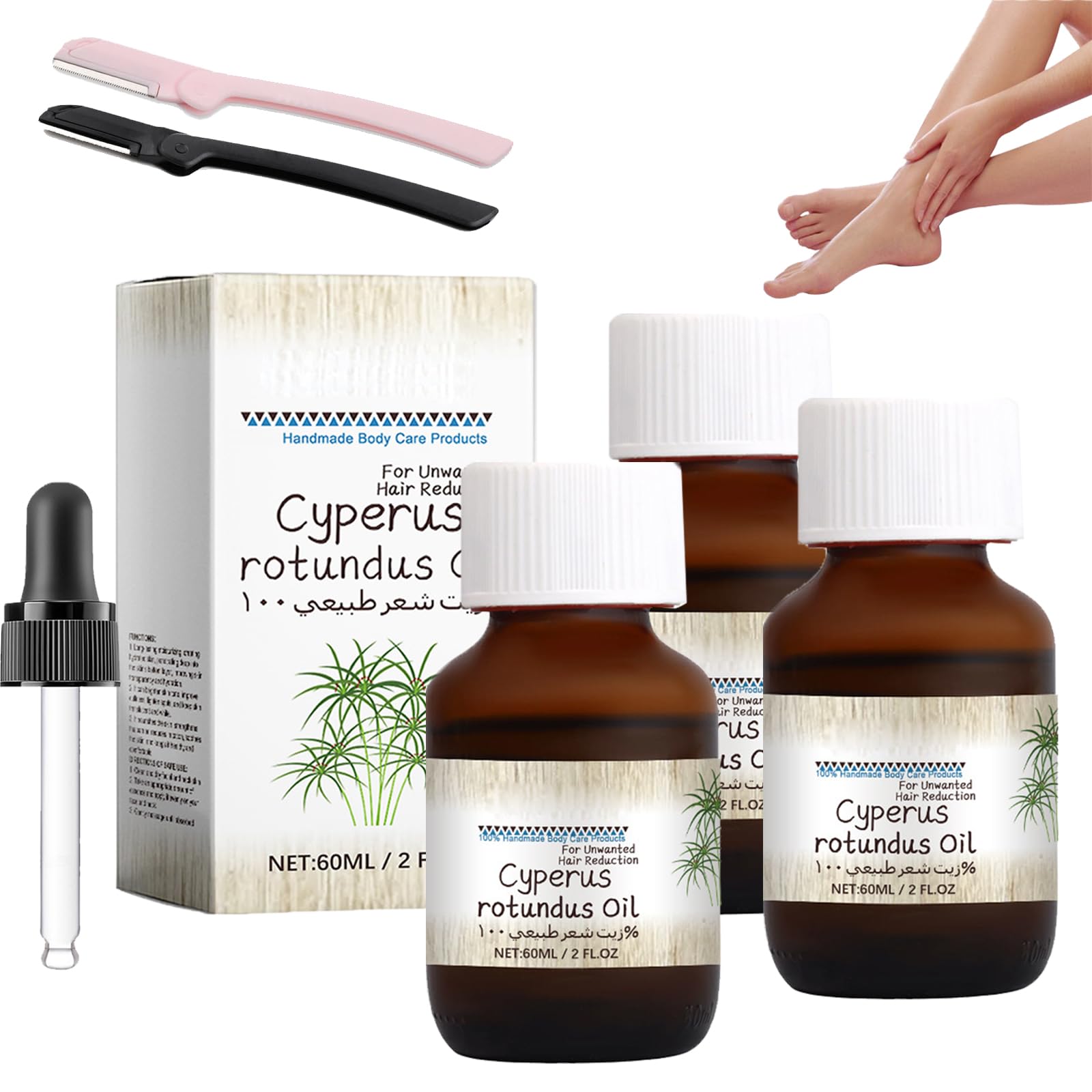 Cyperus Rotundus Oil for Hair Removal - Natural Topical Solution for Smooth Skin | Perfect for DIY Waxing & At-Home Hair Care