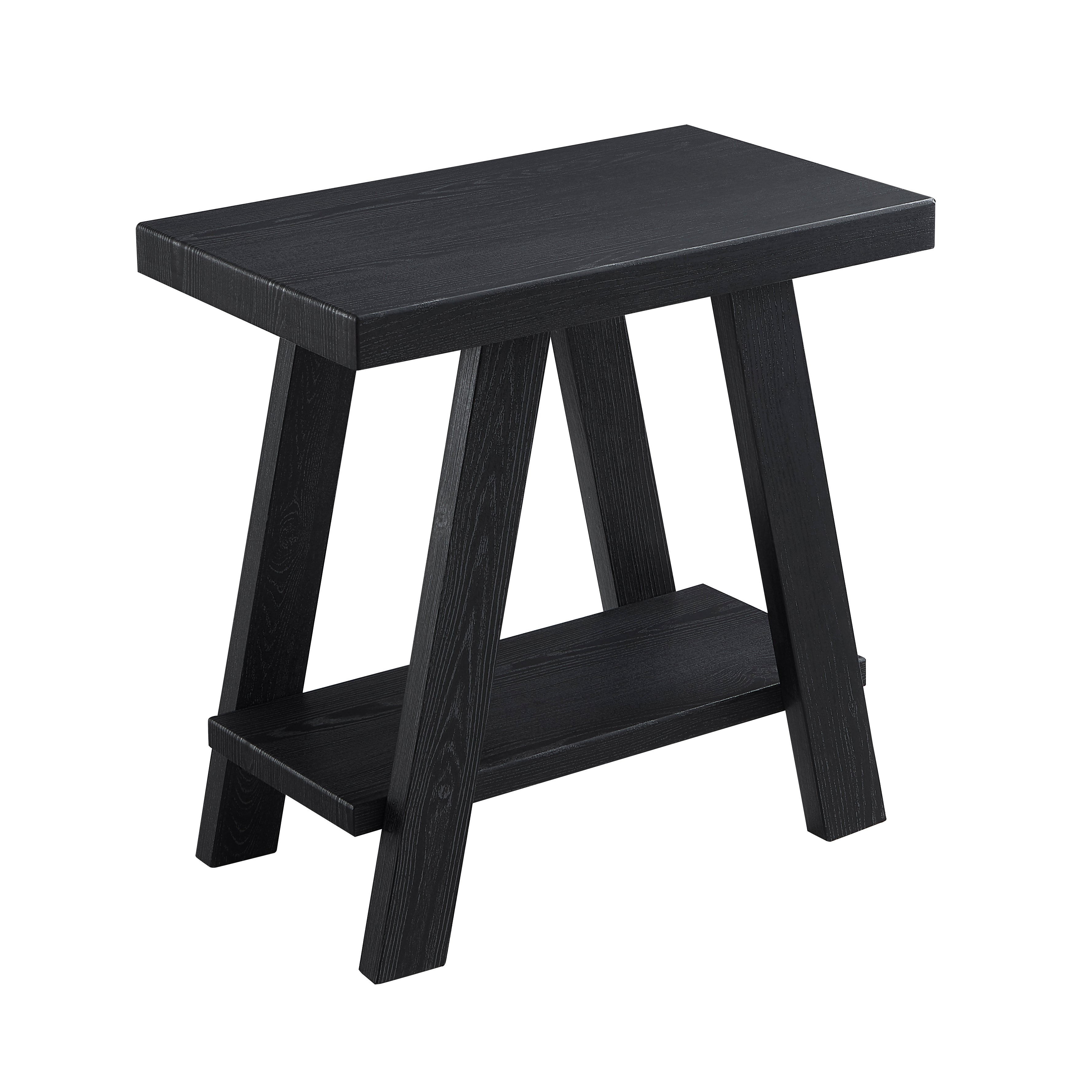 Roundhill Furniture Athens Contemporary Wood Shelf Side Table - Black Finish | Modern End Table for Living Room, Bedroom & Office Decor