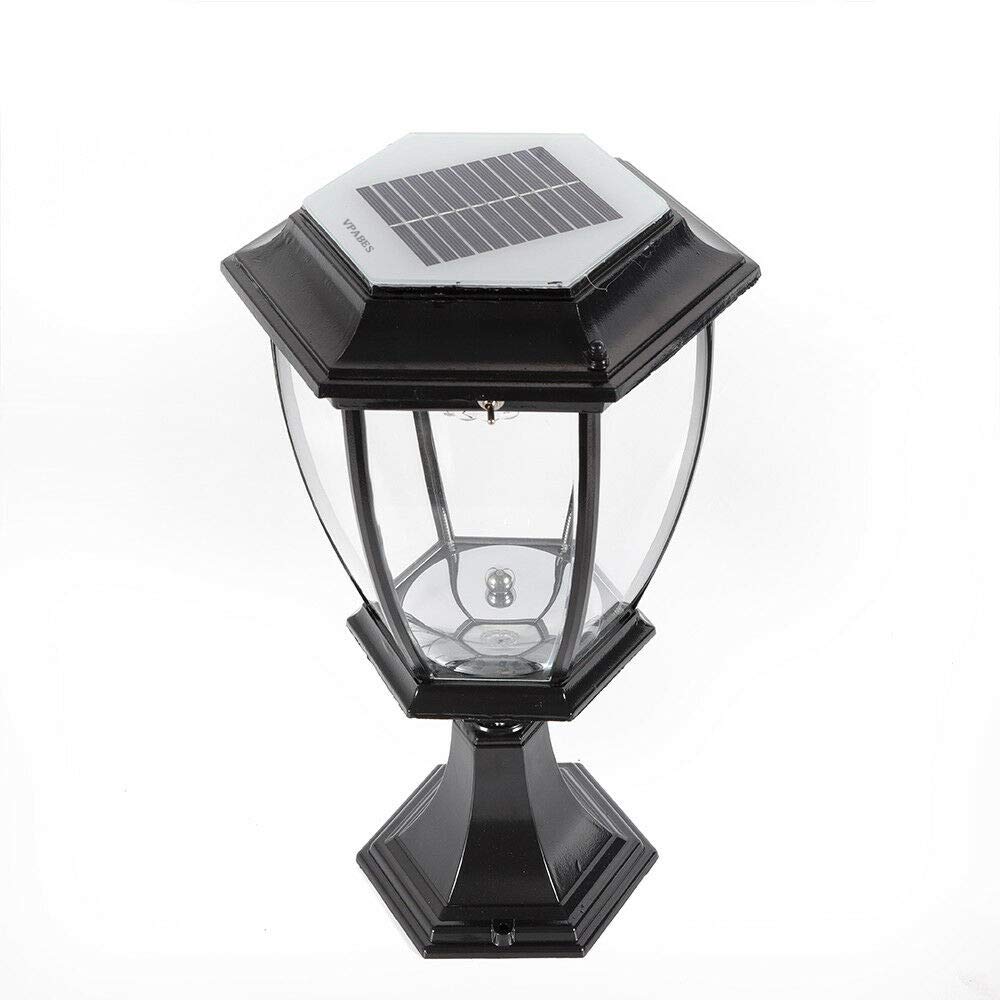 Solar Powered LED Garden Lights - Warm White Outdoor Pillar Lights for Yard, Post, and Pole Mount | Auto On/Off, Waterproof Landscape Lighting for Patio, Pathway, and Driveway (Black)