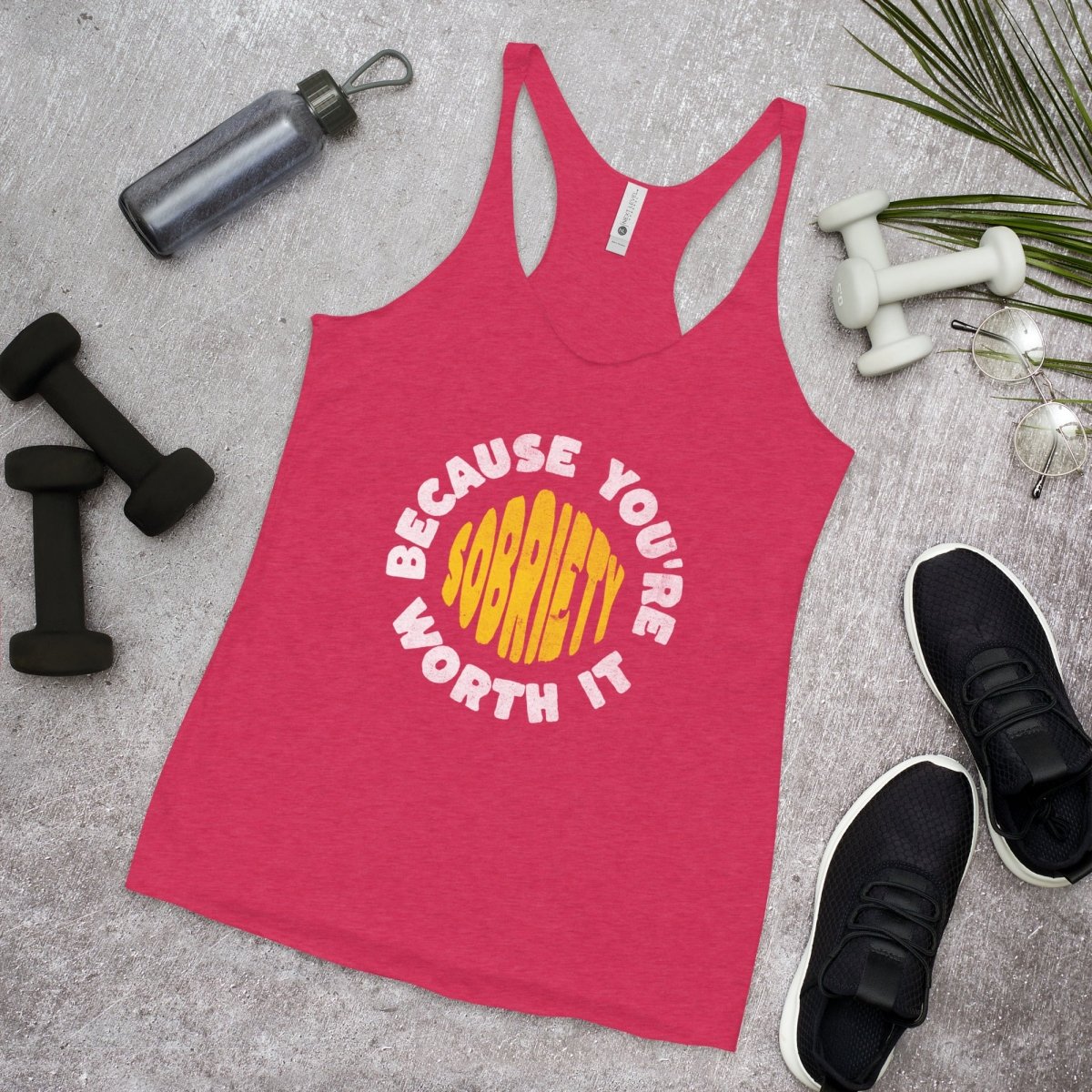 Empowering Sobriety Racerback Tank Top - Motivational Fitness & Workout Apparel for Women - Perfect for Yoga, Running & Gym