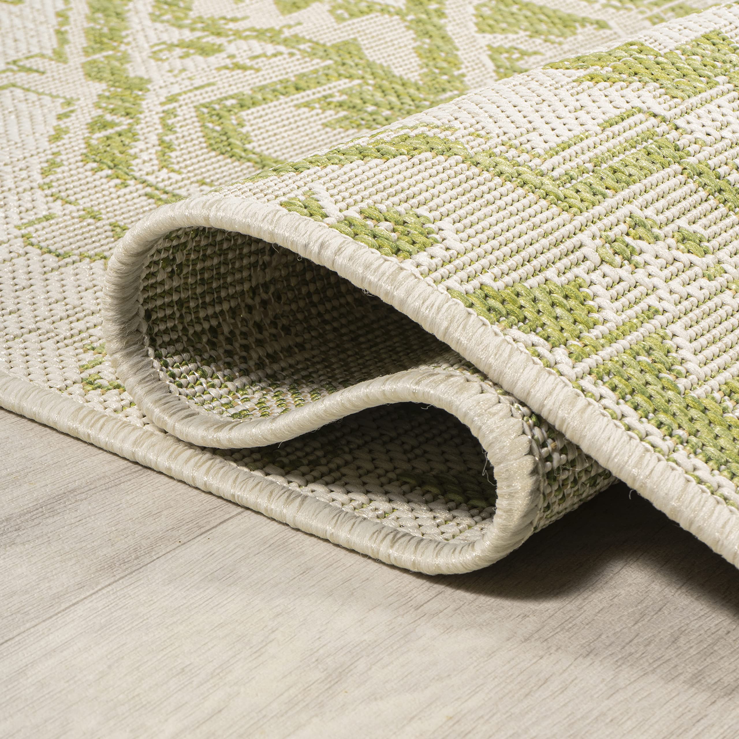 JONATHAN Y SMB105E-5R Estrella 5' Round Bohemian Medallion Textured Weave Indoor/Outdoor Area Rug - Cream & Green | Non-Shedding, Easy to Clean | Perfect for Coastal, Traditional Bedrooms, Kitchens, Backyards & Patios