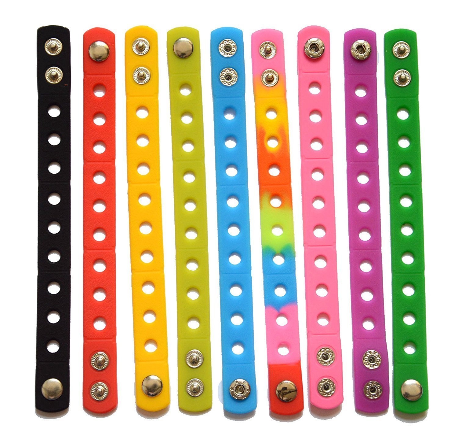 9 Colors 7 Inch Silicone Wristbands - Party Favors, Shoe Charms & Event Giveaways - Perfect for Concerts, Fundraisers, Sports Events & Promotional Gifts