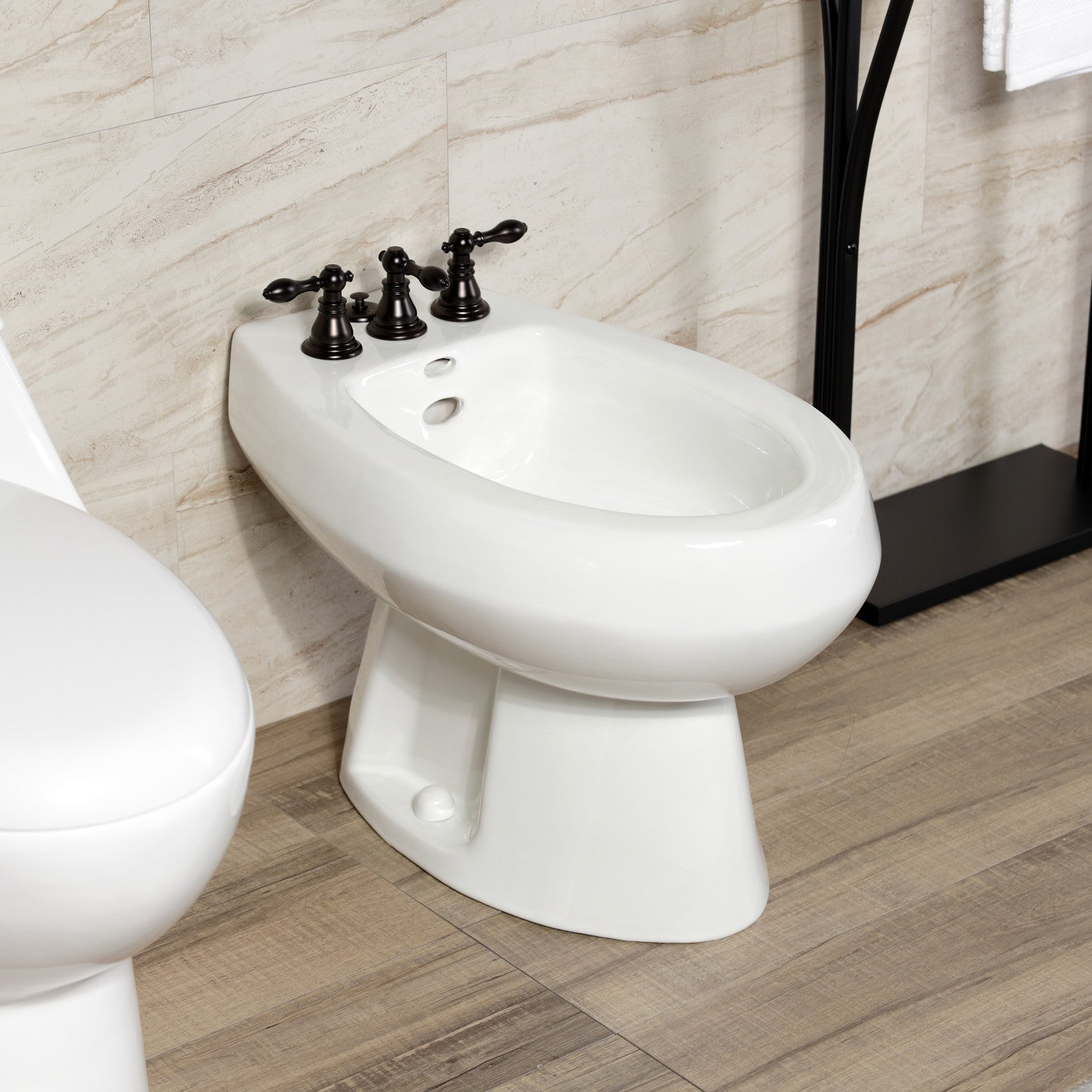 American Classic KB325ACL 3-Handle Deck Mount Vertical Spray Bidet Faucet with Brass Pop-Up Drain - Oil Rubbed Bronze Finish for Bathroom & Powder Room Upgrade