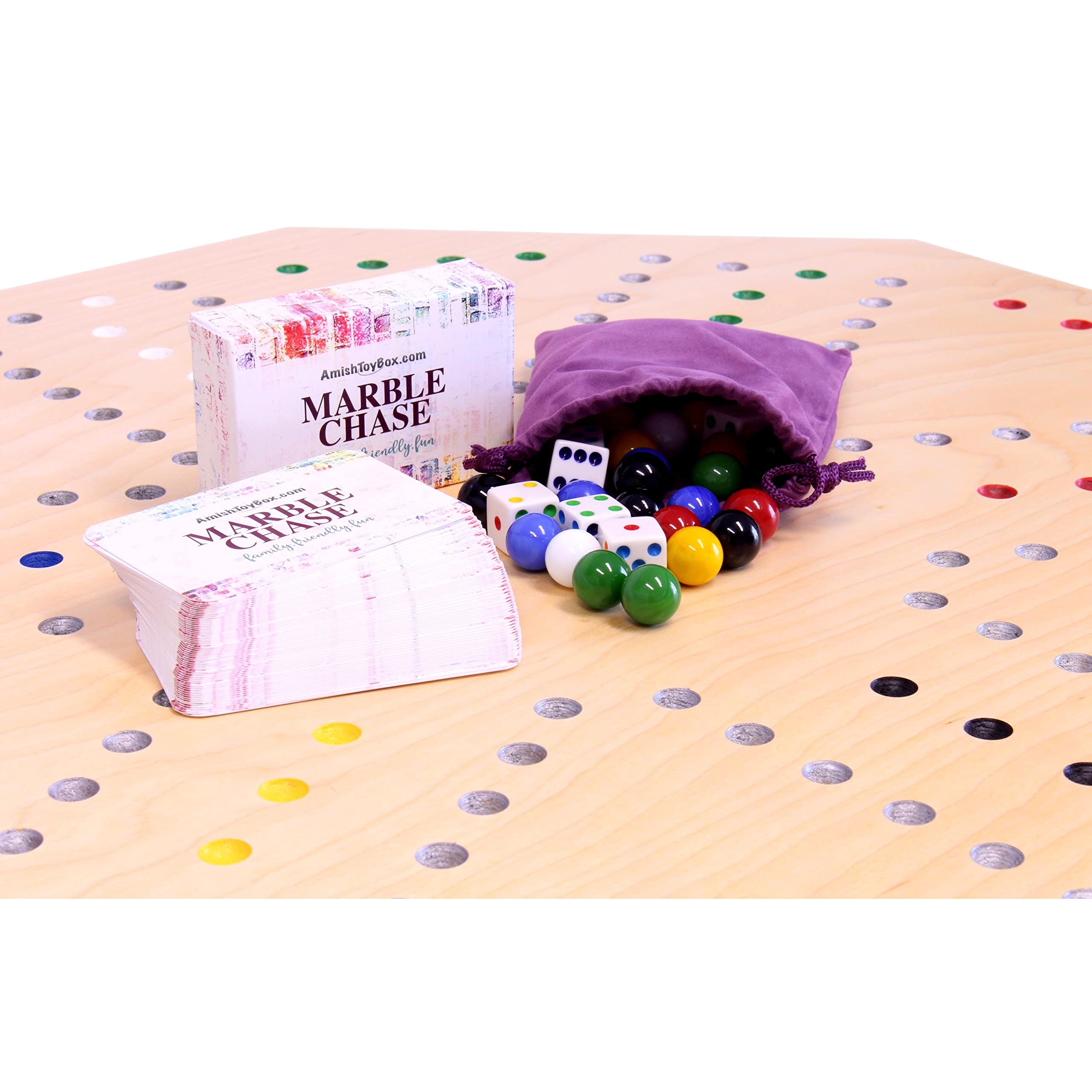 AmishToyBox.com Marble Chase Wooden Game Set with Double-Sided 23
