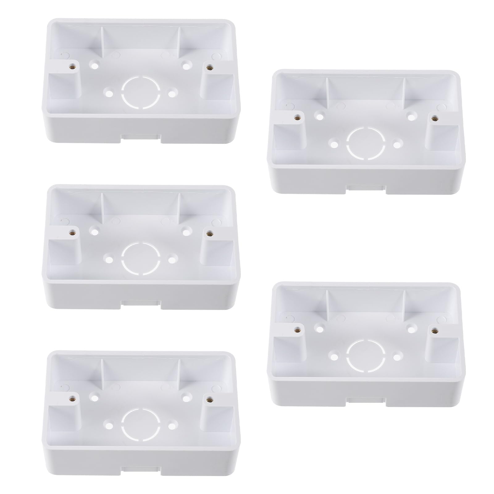 Hemobllo 5-Pack White Plastic Surface Mount Outlet Box - Single Gang Electrical Junction Box for Home & Office Wiring