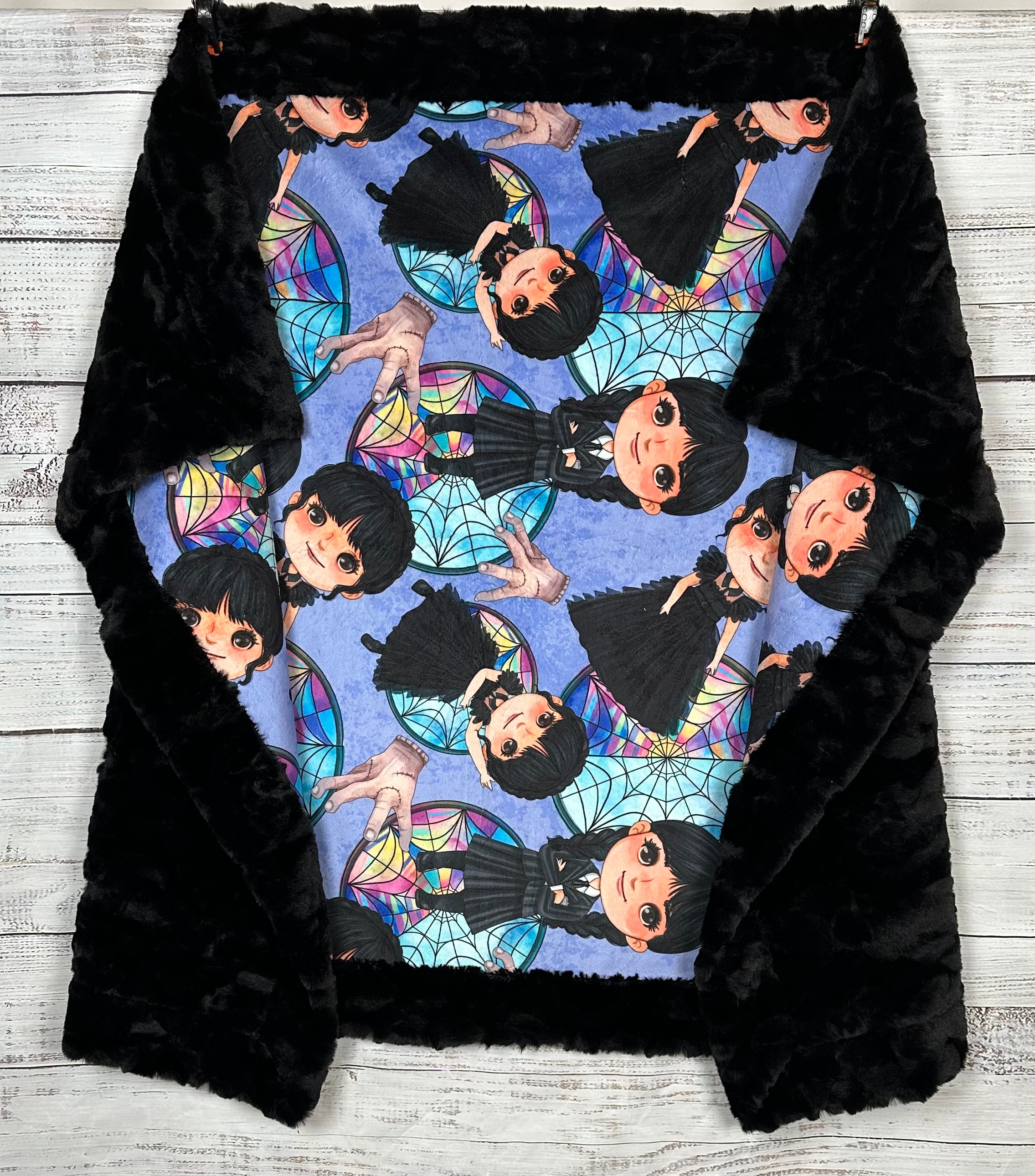 Spooky Girl Black Tuscany 41x60 Minky Blanket for Kids, Toddlers & Babies - Soft Travel Blanket with 13x19 Pillowcase - Perfect for Nursery, Stroller & Car Rides