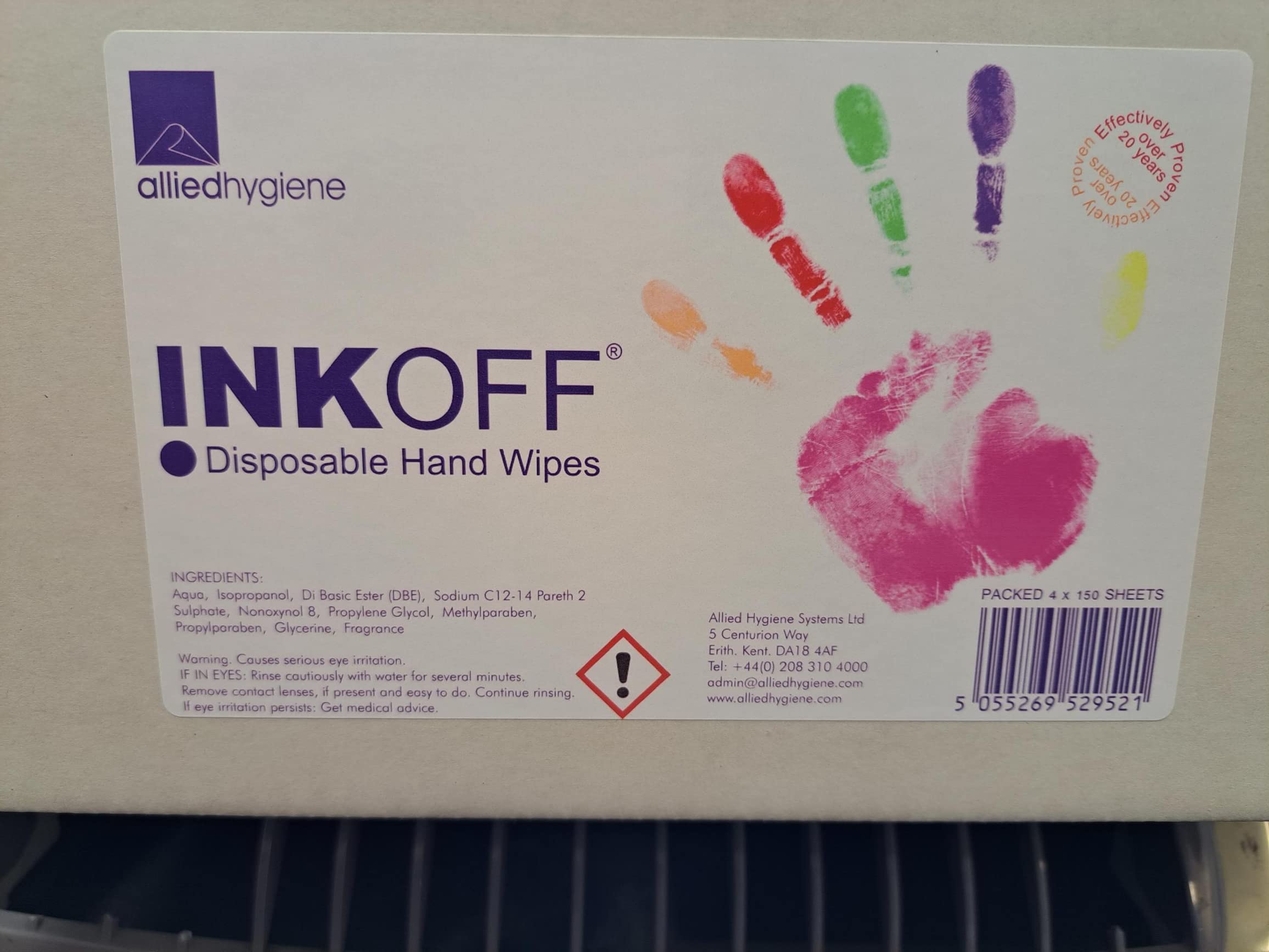 Inkoff Disposable Hand Wipes - 100 Pack Antibacterial Wet Wipes for Travel, Camping, Office & On-the-Go Hygiene | Unscented & Alcohol-Free Hand Cleaning Wipes