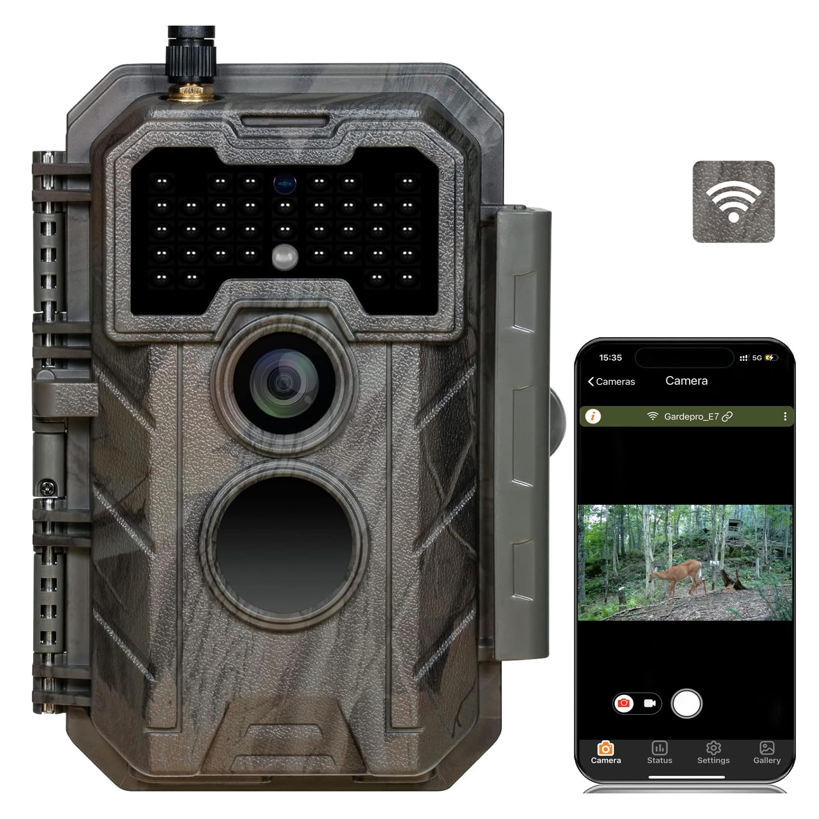 GardePro E7 WiFi Trail Camera 32MP 1296P HD - Wireless Game Camera with Night Vision up to 100ft, Motion Activated Waterproof Hunting Camera - Perfect for Wildlife Monitoring, Deer Hunting & Outdoor Security Surveillance