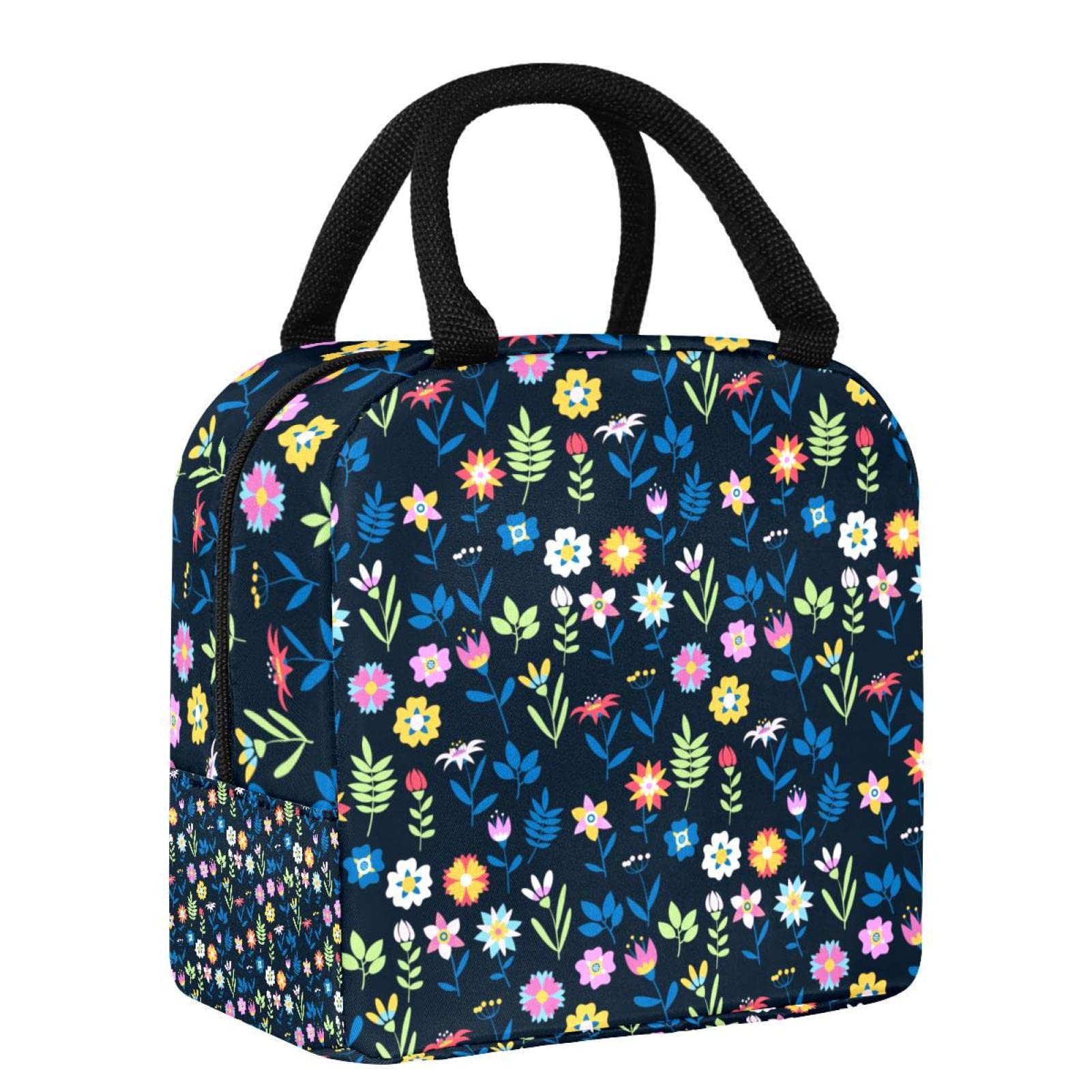 Eco-Friendly Reusable Insulated Lunch Box - Multicolor Floral Design for Office, School & Picnic - BPA-Free Meal Prep Container for Hot/Cold Food Storage - Perfect for Work, Travel & Outdoor Activities