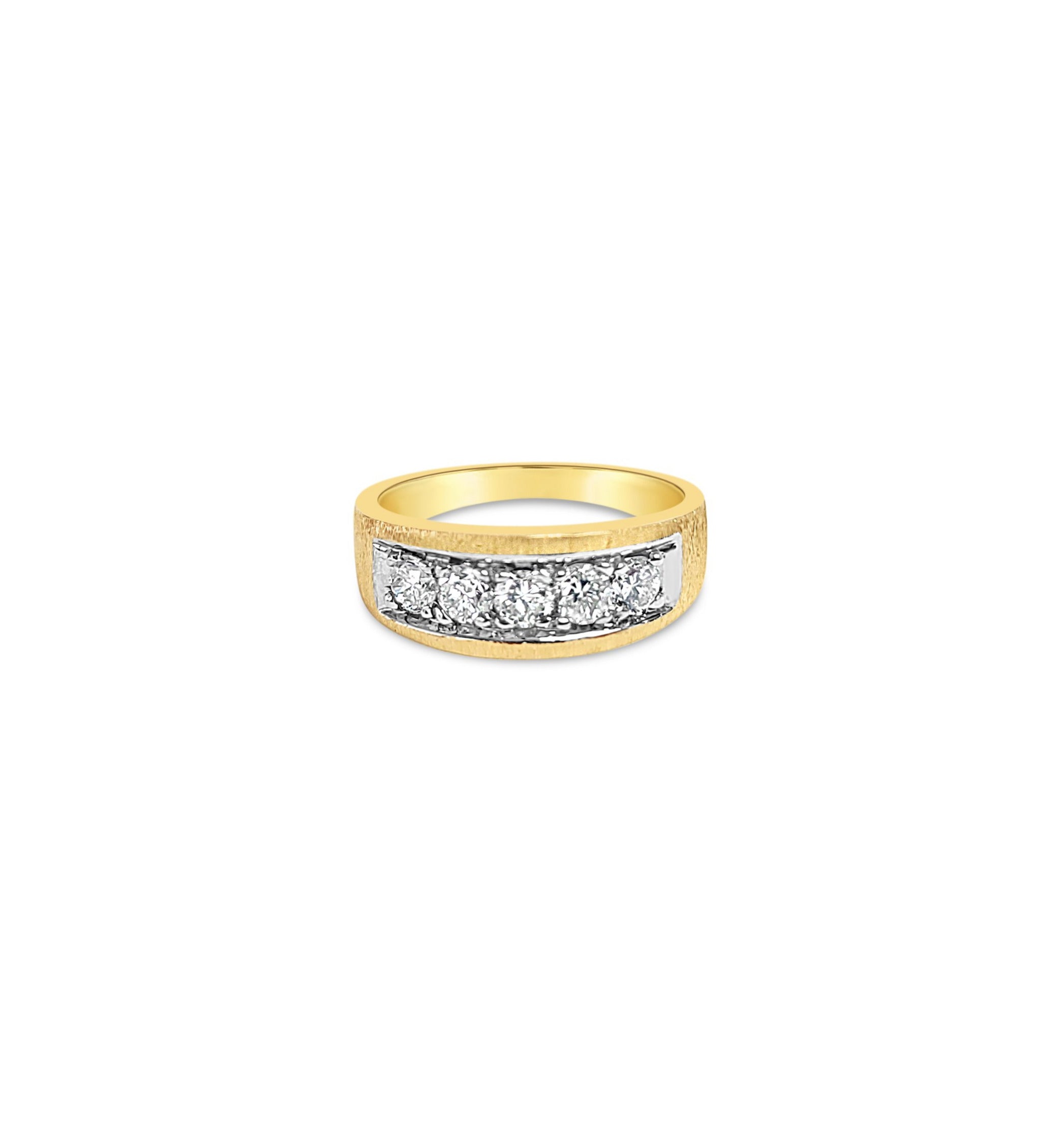 1.00cttw Diamond Band Ring in 14k Two-Tone Gold with Brushed Satin Finish - Elegant Wedding Band & Anniversary Gift for Women