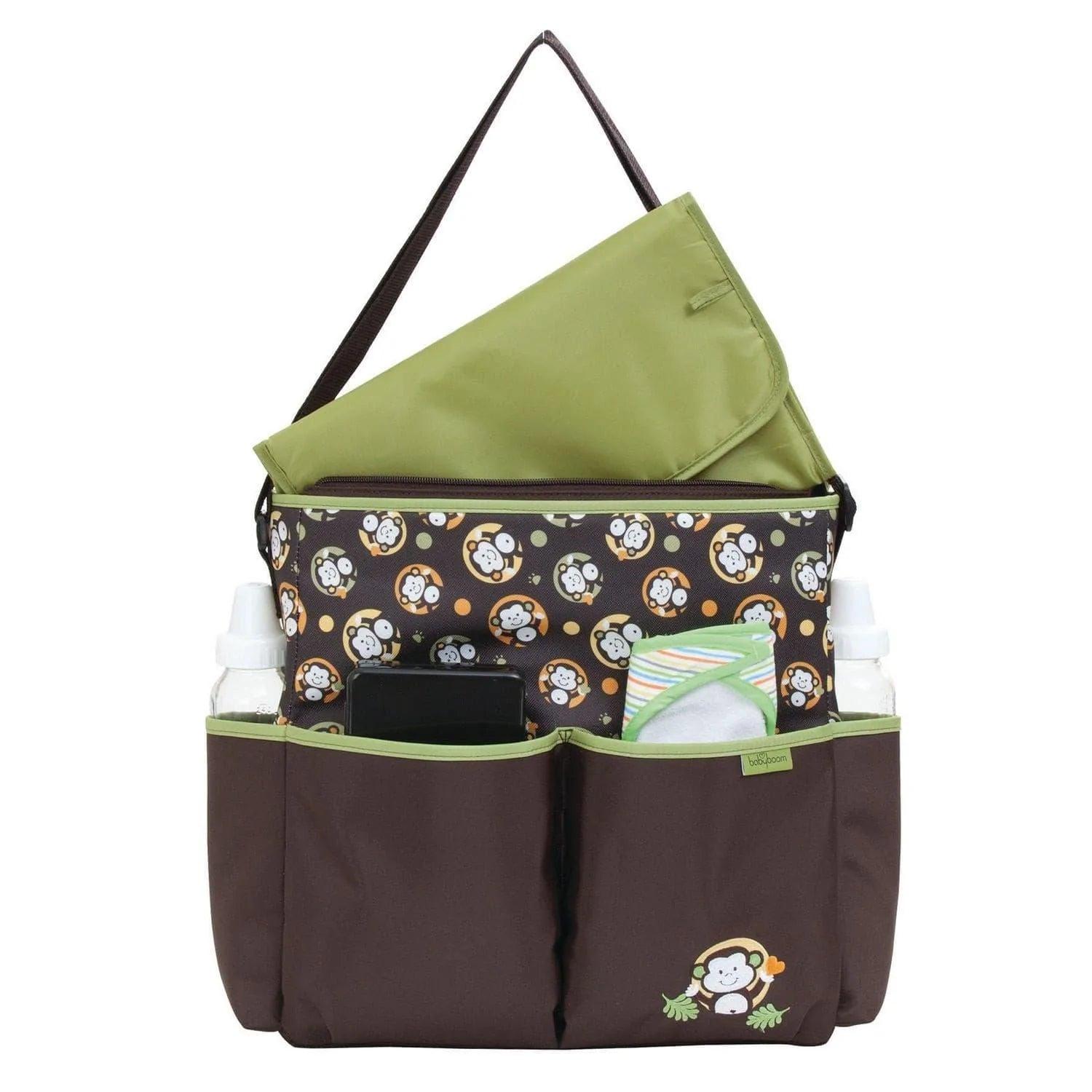 Babyboom Monkey Print Tote Diaper Bag - Stylish & Spacious Baby Essentials Organizer for Moms - Perfect for Travel, Daycare & Outings