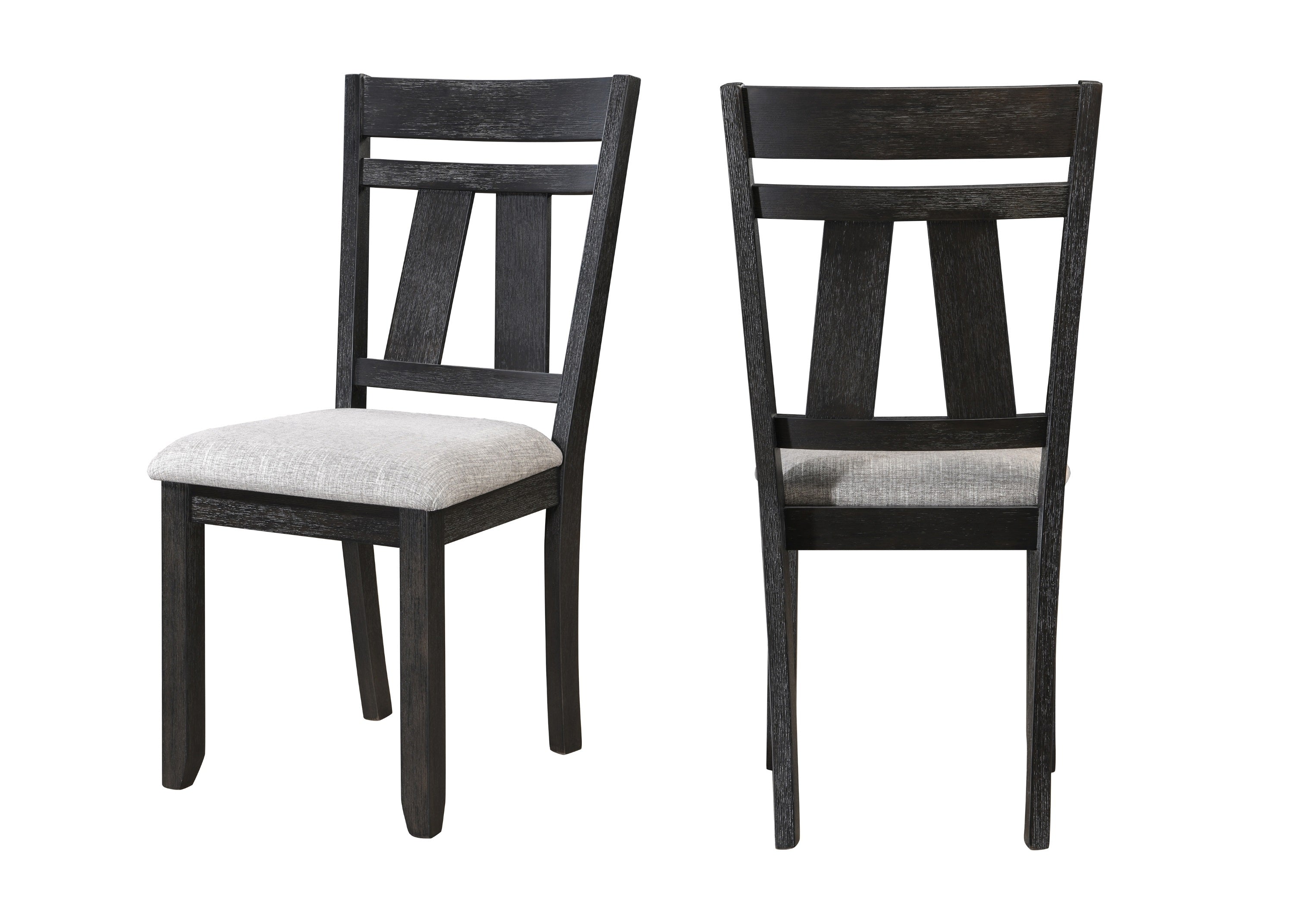 2-Piece Cottage Style Dining Side Chairs Set with Upholstered Seat - Wheat & Charcoal Finish Wooden Furniture for Dining Room, Kitchen, Breakfast Nook | Transitional Design Home Decor