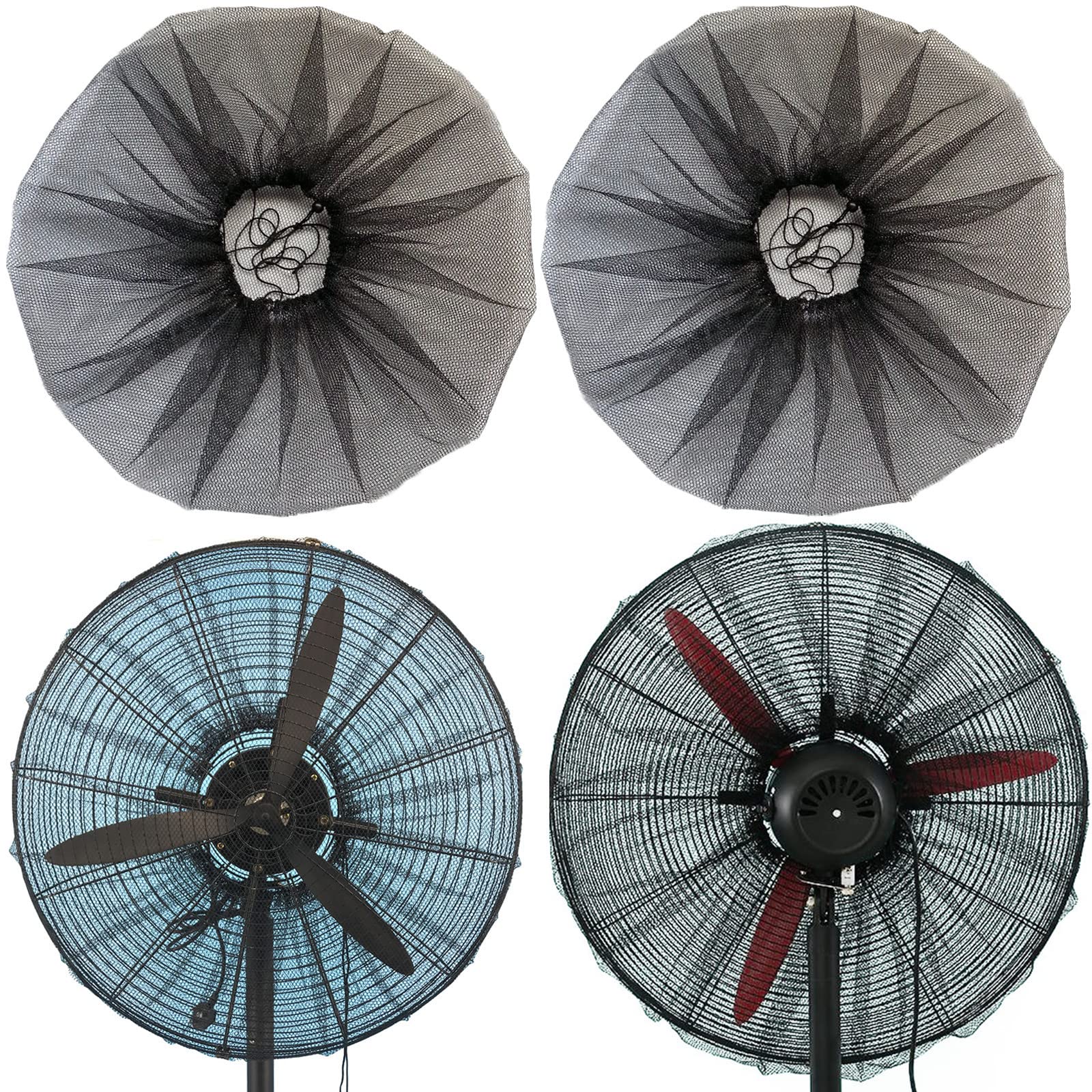 2 Pack 30 Inch Industrial Pedestal Fan Cover - Finger Safety Mesh Guard for Kids, Dust Protection for Home, Office & Shop - Washable & Reusable - Easy Installation - Perfect for Childproofing & Commercial Use