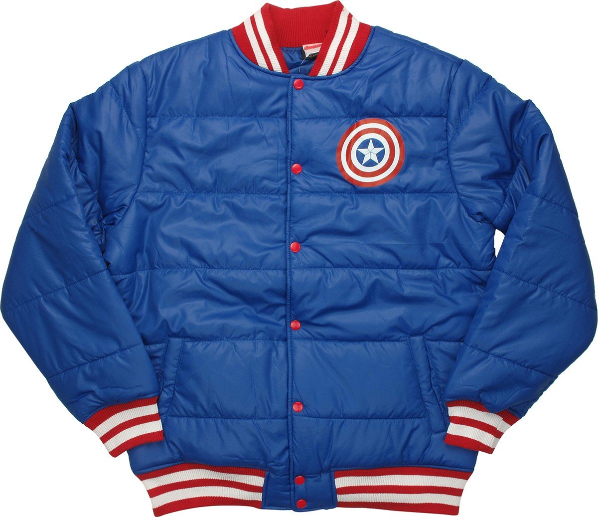Marvel Captain America Proud Leader Puffer Jacket for Men - Winter Warm Coat for Superhero Fans & Cosplay Enthusiasts