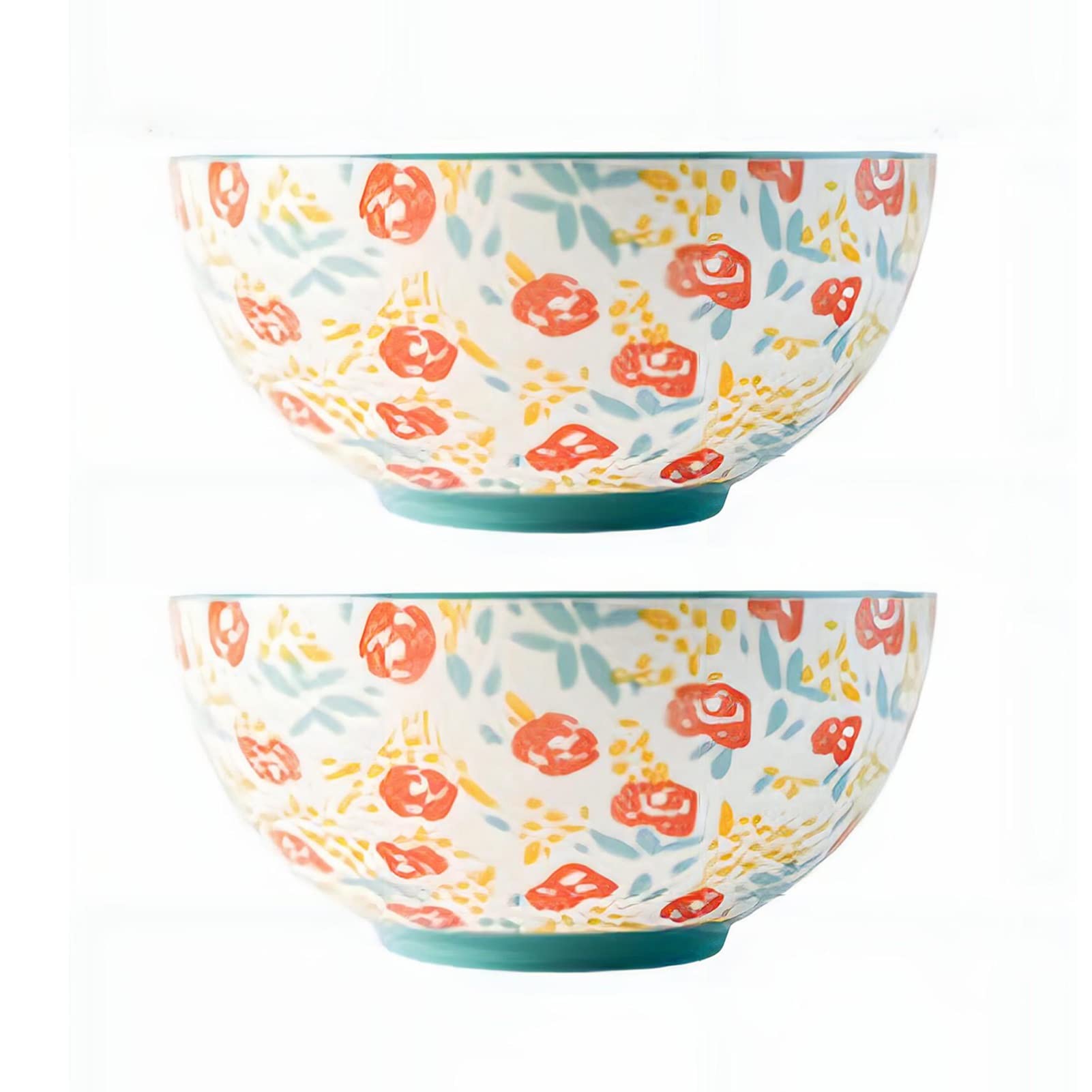 Premium Japanese Ceramic Ramen Bowls - 34oz Pho Noodle Soup Bowls Set of 2 (Spring Color) for Ramen, Udon, Miso Soup, Salad, Rice & Cereal - Ideal for Home Dining, Restaurant Style Meals & Asian Cuisine Presentation