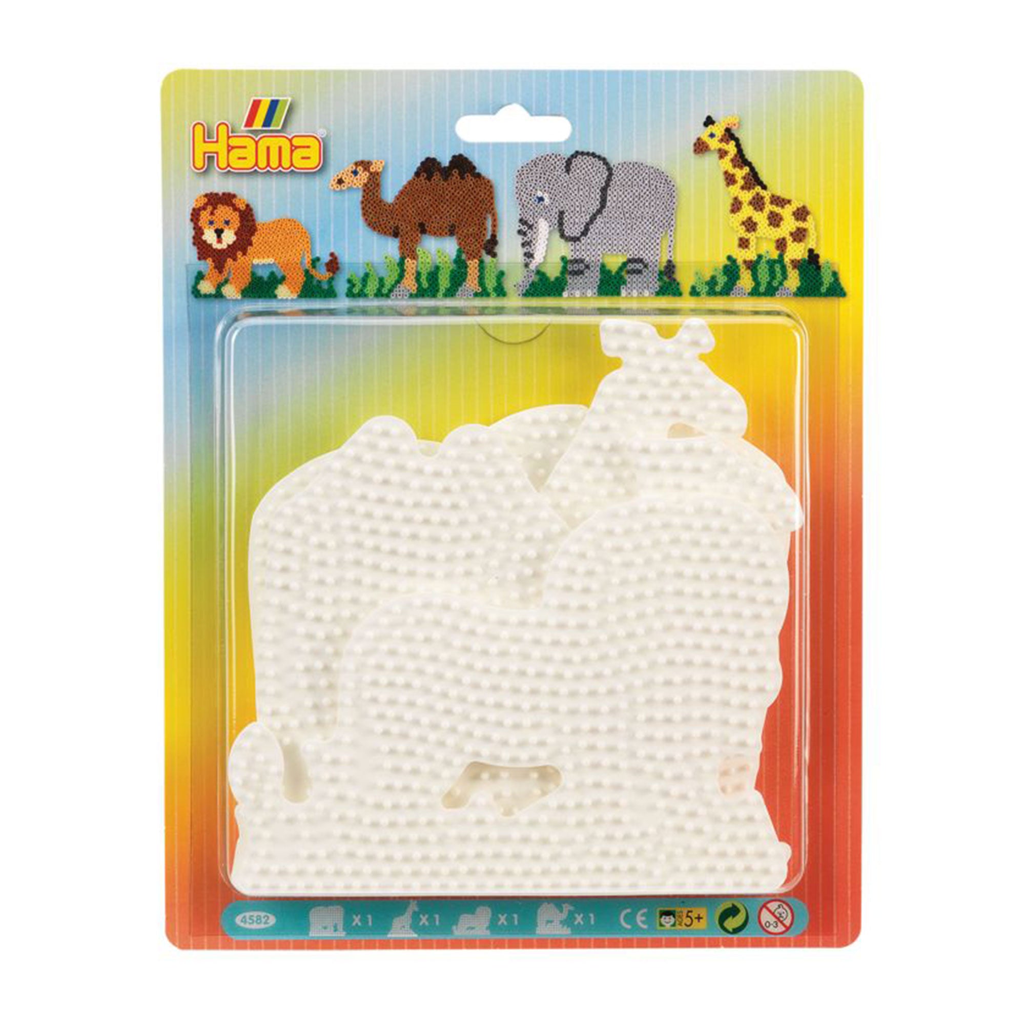 4 Pack Hama Pegboards - Elephant, Giraffe, Lion & Camel Animal Wall Hooks for Kids Room Decor, Nursery Organization & Toy Storage | Perfect for Bedrooms, Playrooms & Classrooms