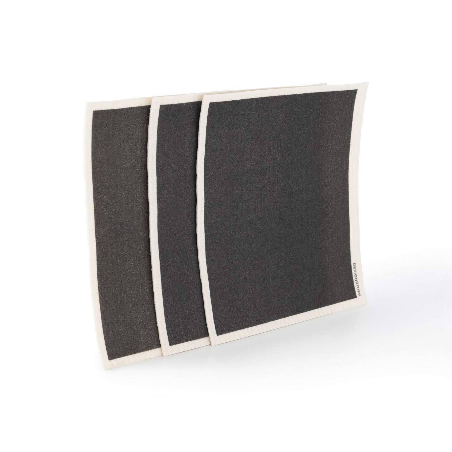 DESIGNSTUFF Biodegradable Eco-Friendly Dish Cloths - 3 Pack, Black | Reusable & Compostable Kitchen Towels for Cleaning, Wiping & Sustainable Living
