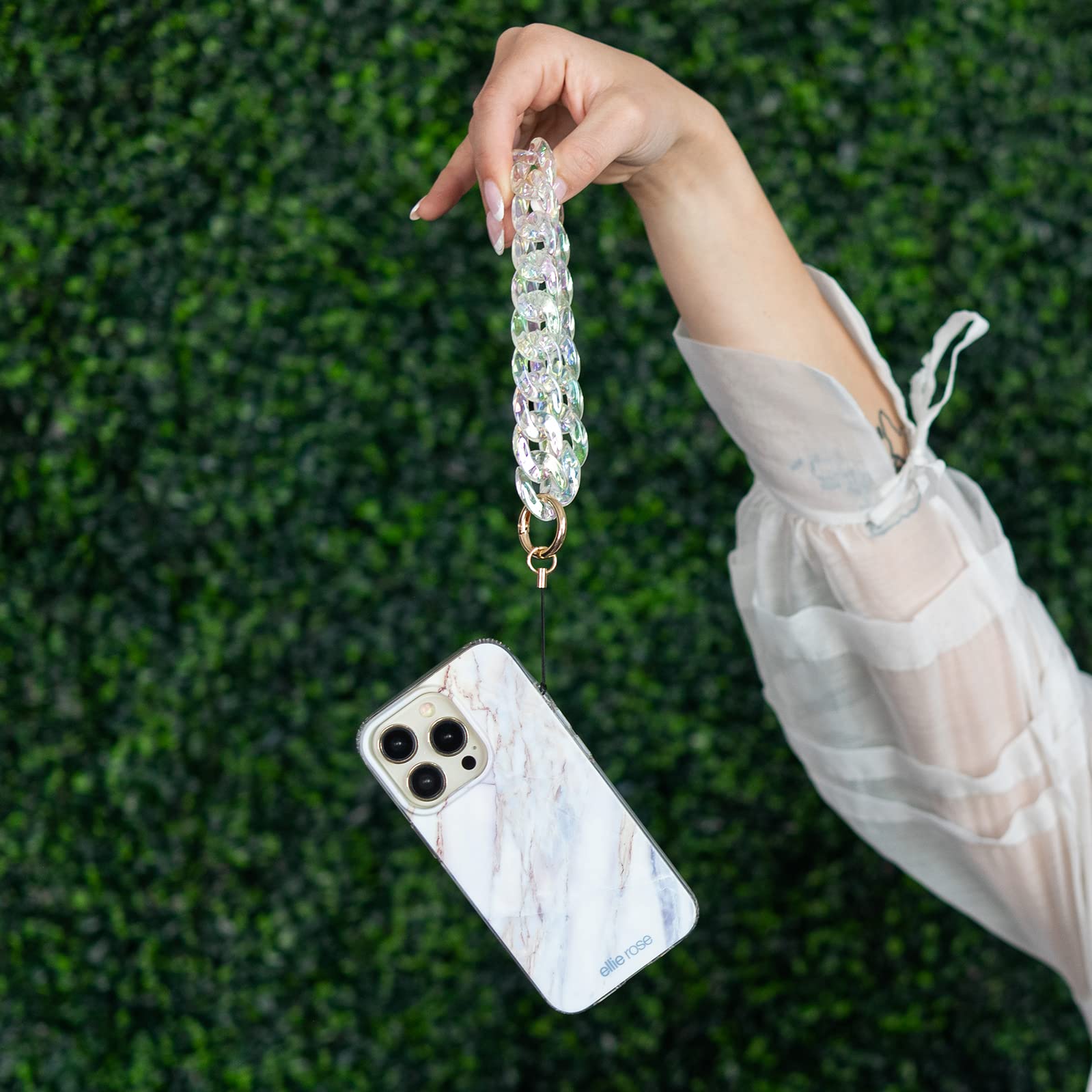 Ellie Rose - Stylish Metal Phone Charm Chain, Chunky Lanyard Wristlet Bracelet Strap for iPhone Samsung - Perfect Phone Case Accessories & Decoration for Women - Great for Work, Travel, and Everyday Use