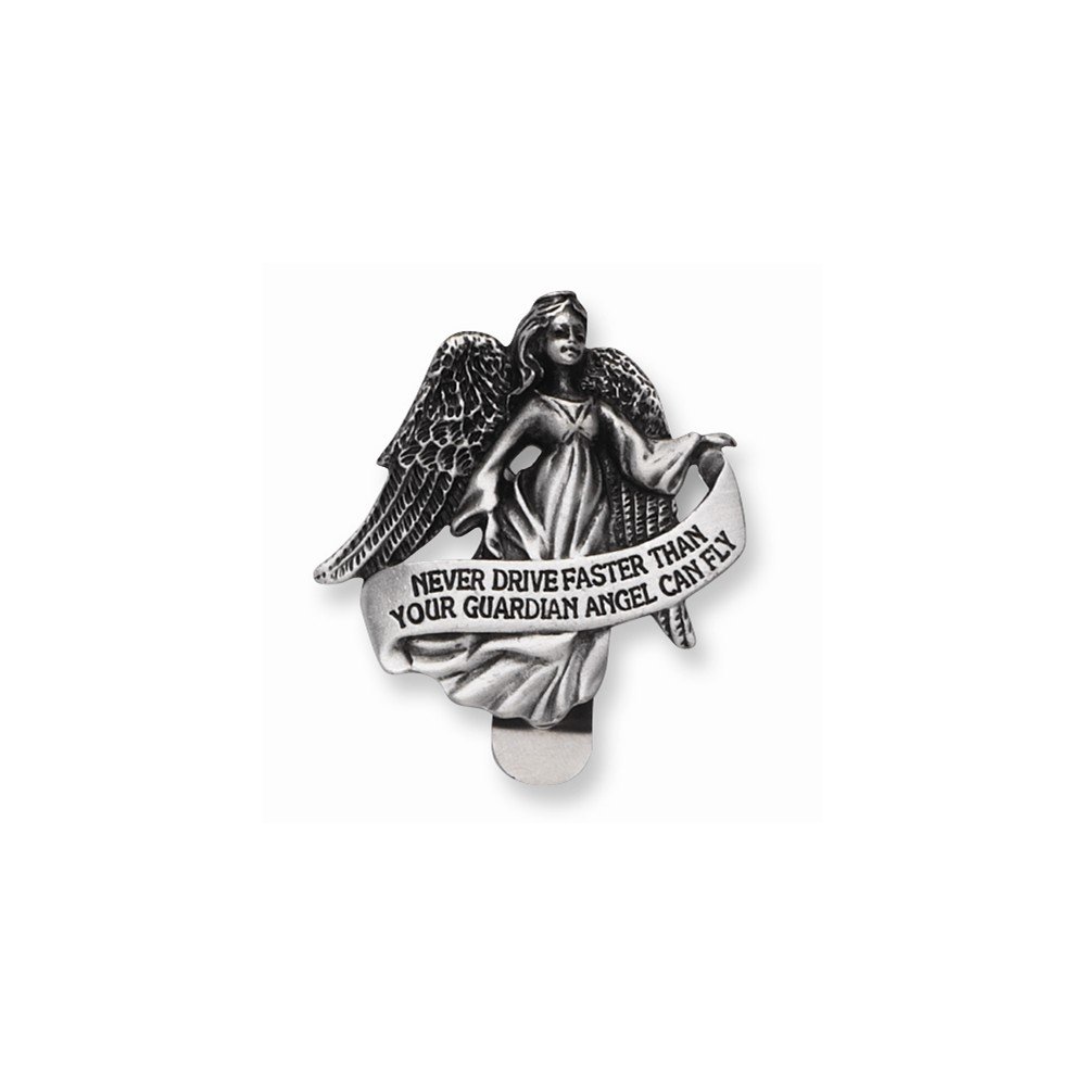 Solid Pewter Finish Guardian Angel Visor Clip - Car Sun Visor Accessory for Protection & Style | Perfect for Road Trips & Daily Commutes