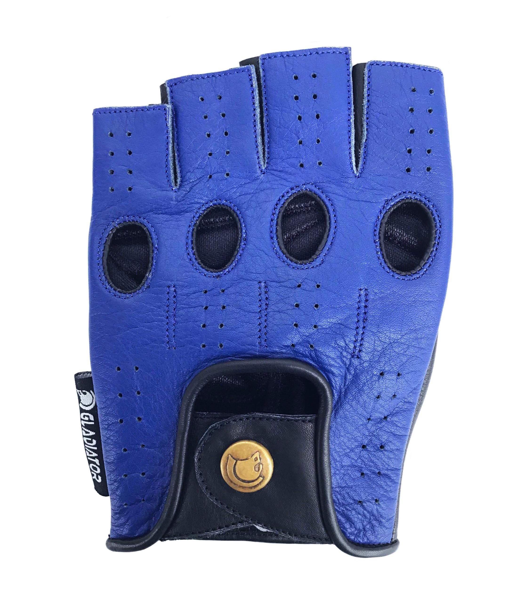 Premium Blue Fingerless Driving Gloves - X-Large Size | Fashionable Designer Touch for Men & Women | Perfect for Racing, Motorcycle Riding & Winter Commuting
