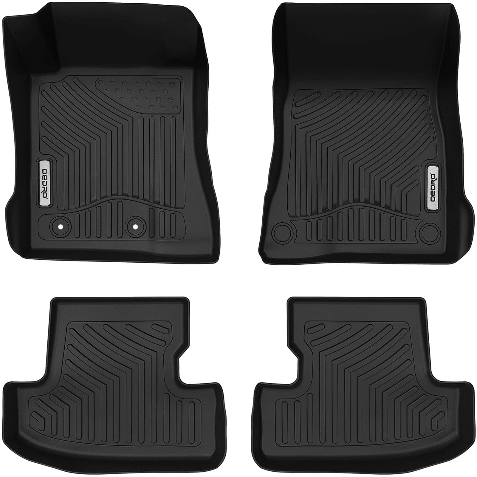 OEDRO All-Weather TPE Floor Mats for 2015-2021 Ford Mustang - Black Custom Fit Front & Rear Seat Liners Full Set - Perfect for Daily Driving, Road Trips and Extreme Weather Protection