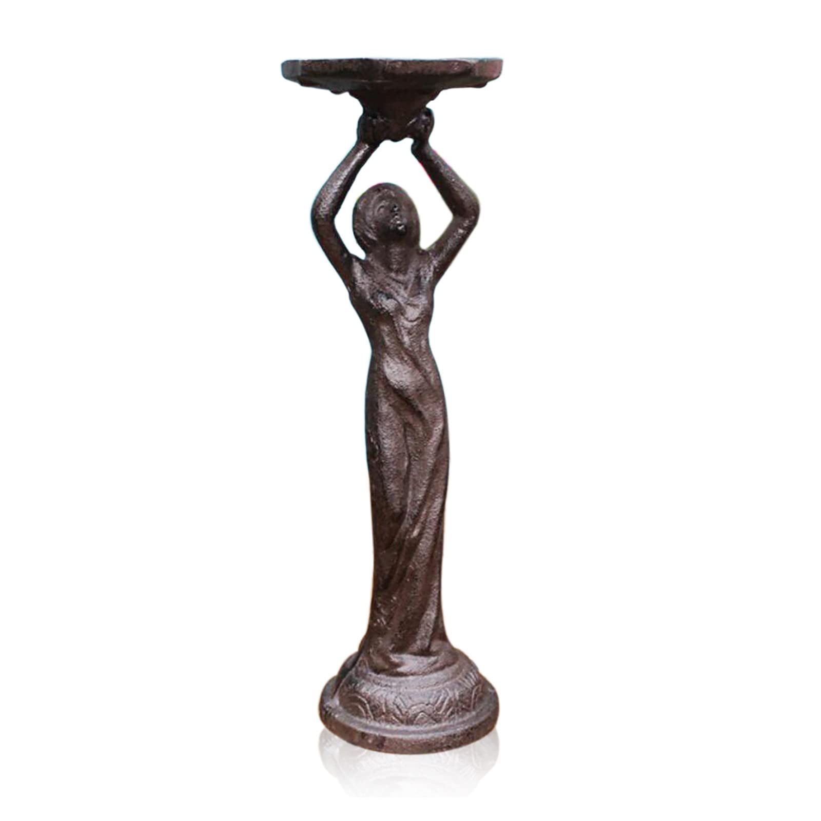 Vintage Cast Iron Candle Holder - Victorian Style Standing Girl Candlestick with Tealight, Detailed Home Decor Statue for Living Room, Bedroom & Wedding Centerpiece