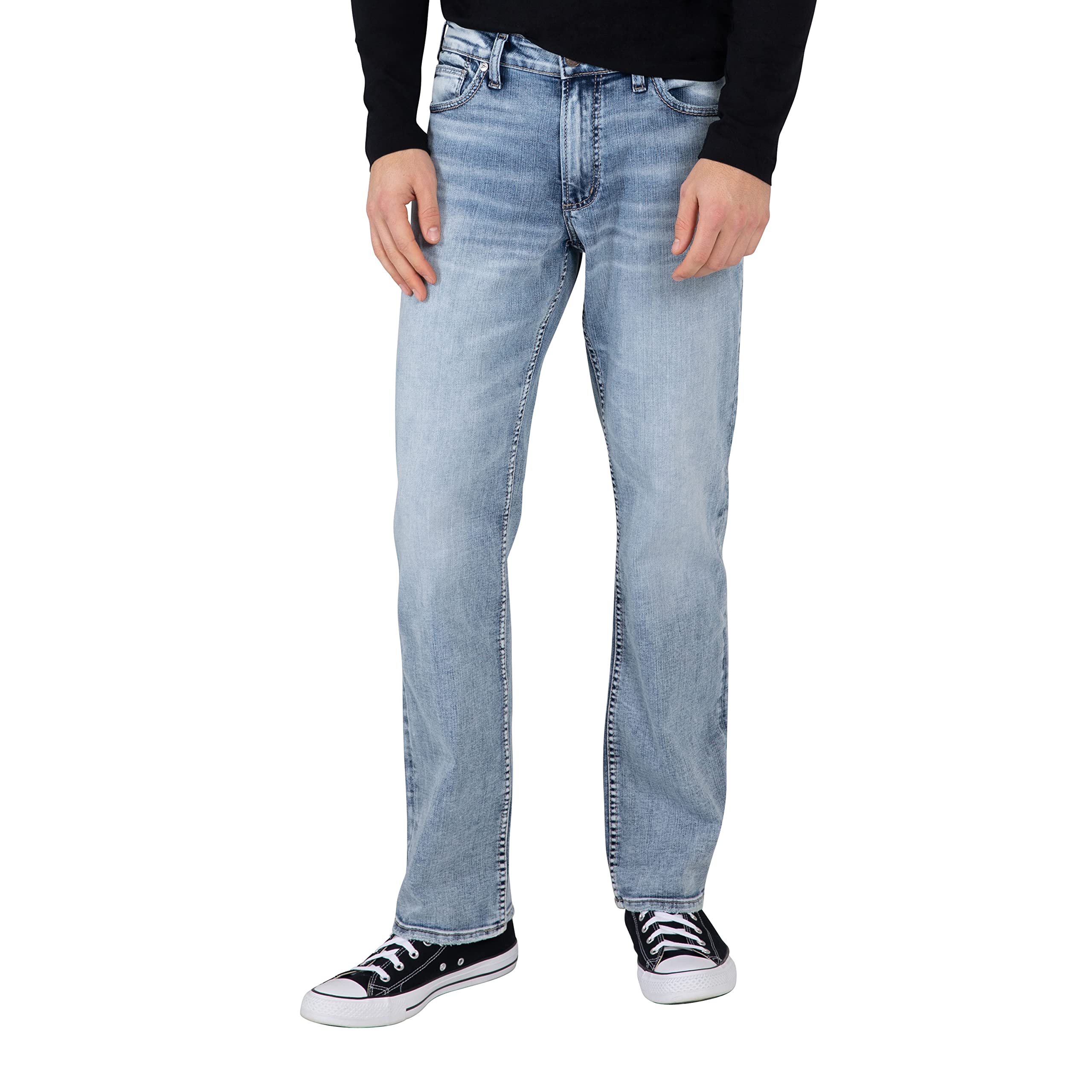 Silver Jeans Co. Men's Graystone Classic Fit Straight Leg Denim Jeans - Comfortable Casual Wear for Everyday Outfits & Work