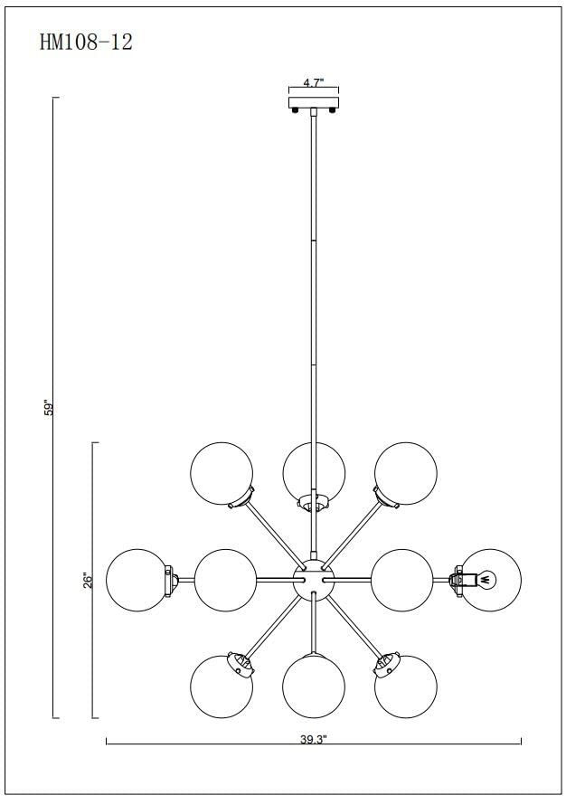 Tiffany Masakee 12-Light Sputnik Chandelier with Clear Glass Globe Shades - Brass & Gold Finish | Modern Dining Room Lighting for Restaurants & Luxury Homes