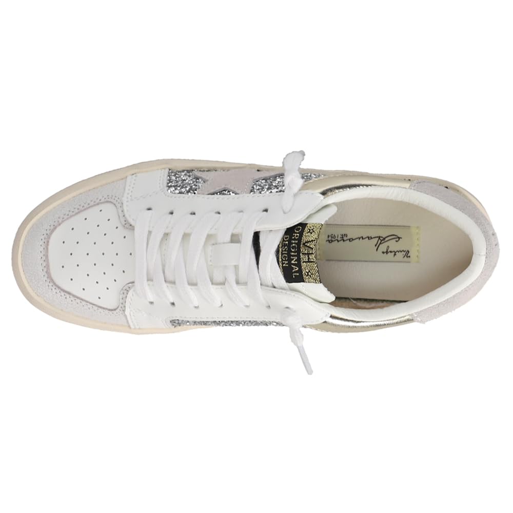 Vintage Havana Women's Libby 1 Metallic Sneakers - Gold, Silver & White Casual Shoes for Women | Comfortable Walking, Gym & Everyday Wear