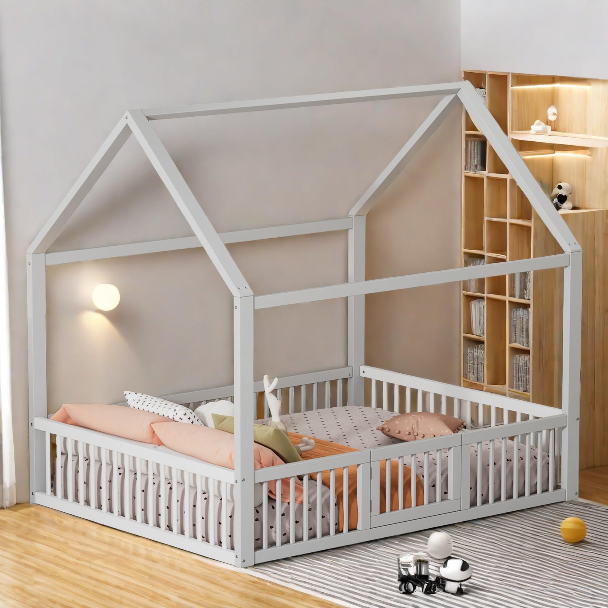 **Sapgaks Kids Cabin Bed 140x200cm with Slatted Base & Steps - White Bunk Bed with Wardrobe & Safety Barrier - Space-Saving Loft Bed for Small Rooms & Shared Kids Bedrooms**
