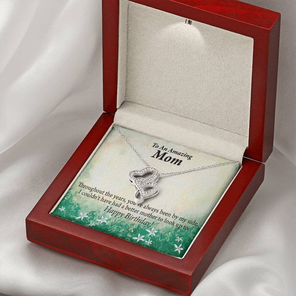 Double Hearts Necklace Gift for Mom - Birthday, Anniversary, Graduation Present from Son or Daughter with Message Card | Express Love & Appreciation | Perfect for Mother's Day, Christmas & Special Occasions
