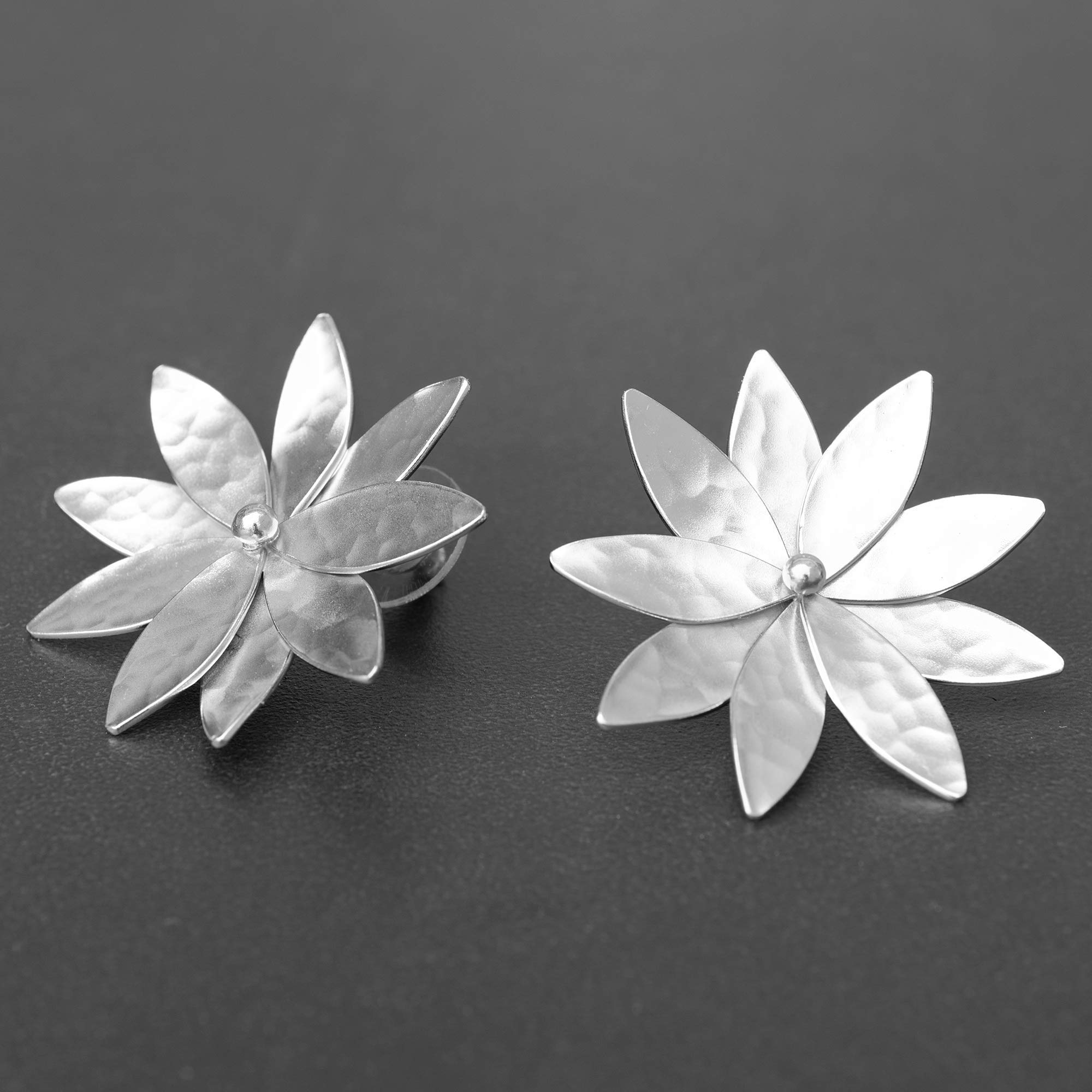 Handmade Sterling Silver Bohemian Stud Earrings with Gold Flower Design - Elegant Statement Jewelry for Women, Brides, Anniversary Gifts | Perfect for Weddings, Date Nights & Special Occasions