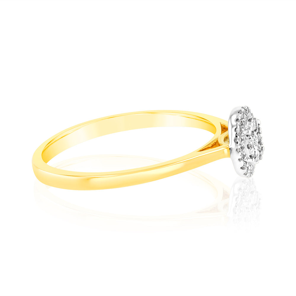 1/10 Carat Diamond Ring in 9ct Yellow Gold - Elegant Solitaire Engagement & Wedding Band for Women - Perfect for Proposals, Anniversaries and Special Occasions