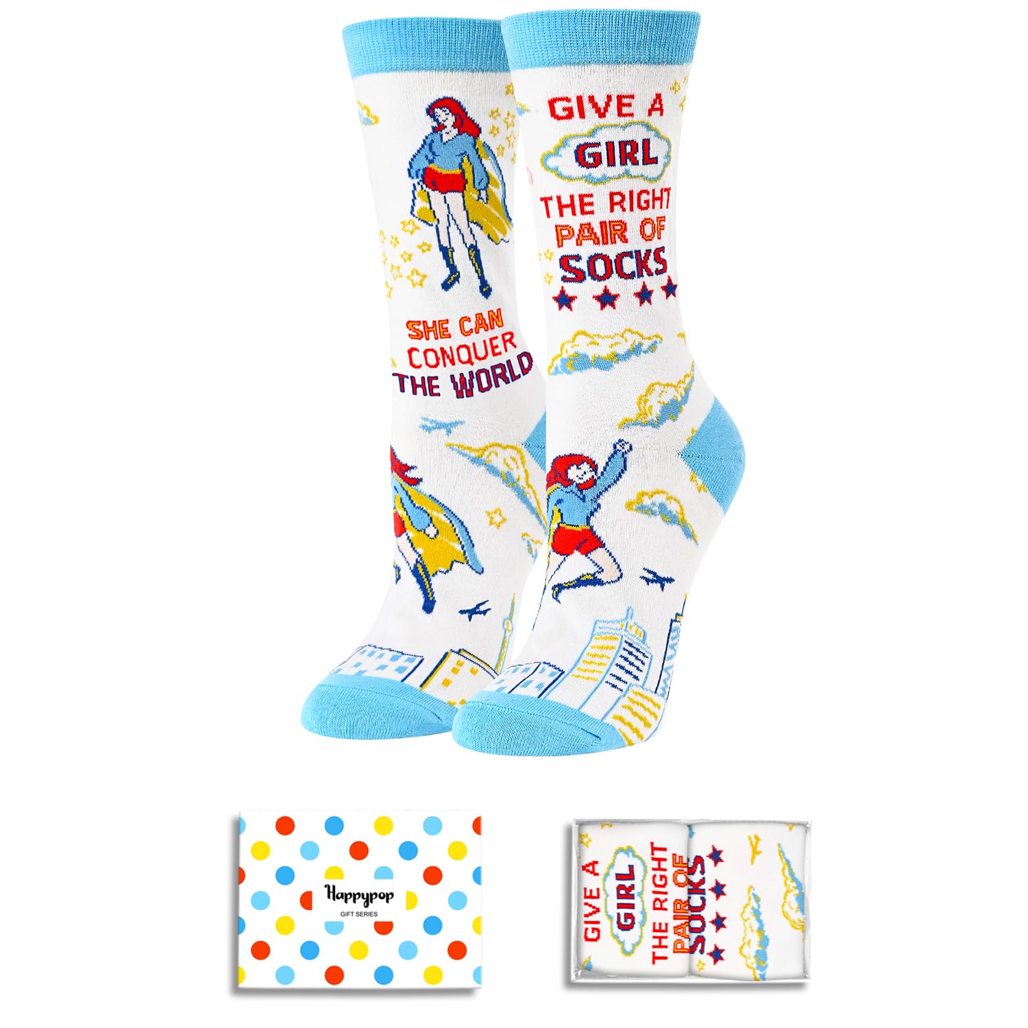 HappyPop Funny Feminist Socks for Women - Inspirational Book Lover Gifts, Novelty Gift Ideas for Readers & Writers - Perfect for Book Clubs, Birthdays & Holidays