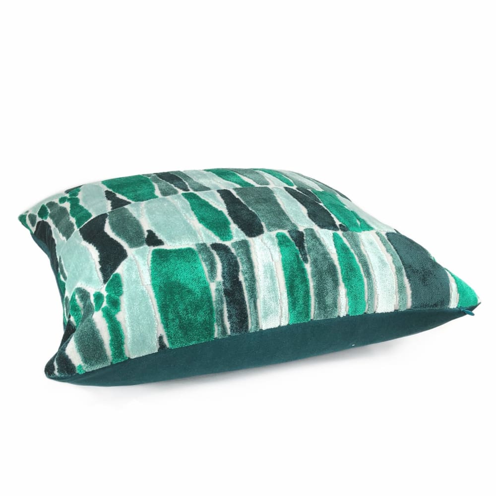 Kieran Abstract Green Velvet Pillow Cover - Soft Decorative Cushion Case for Sofa, Bed, Living Room & Home Decor