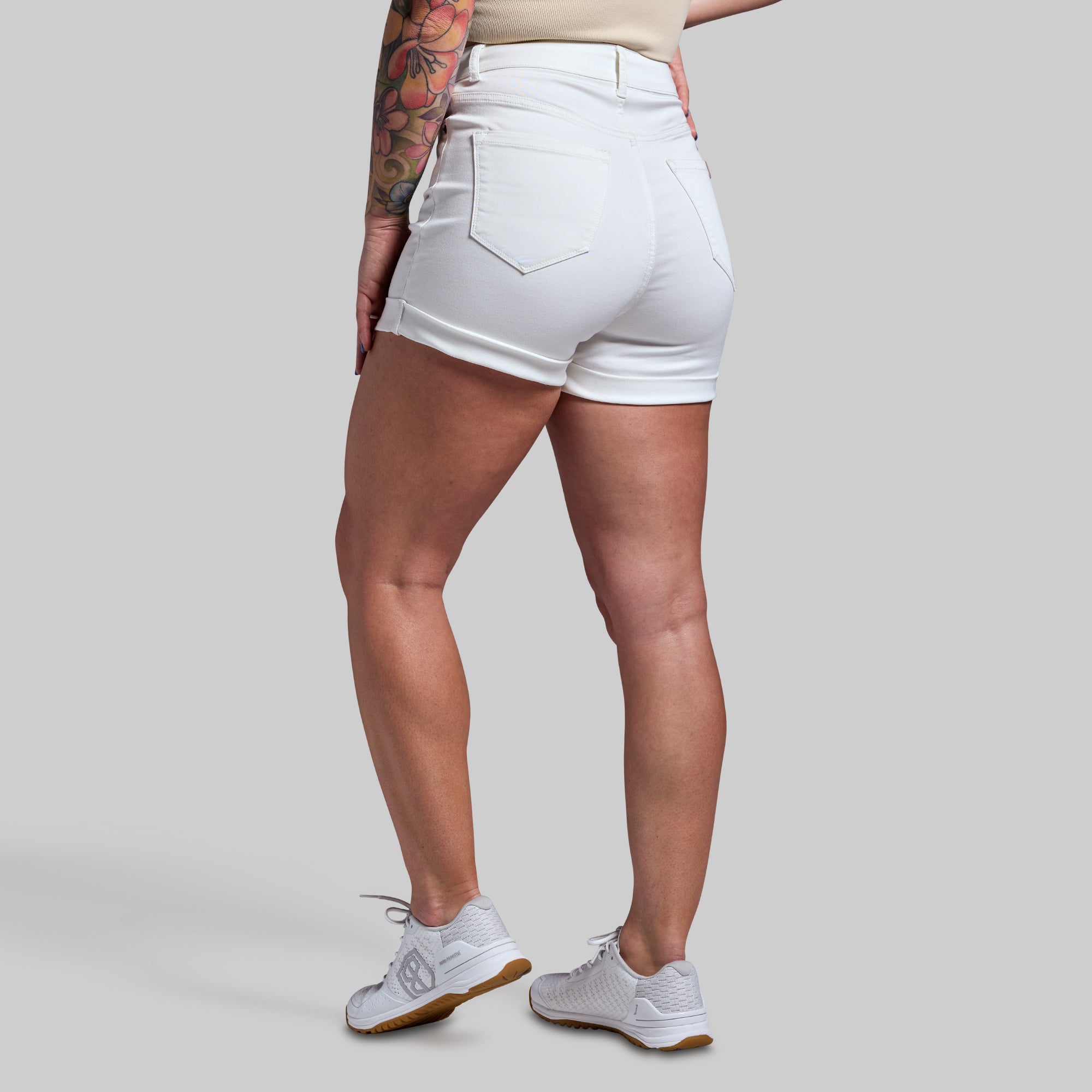 FLEX Stretchy High Waist Mom Jean Shorts for Women - Comfortable Denim Shorts (White) | Perfect for Casual Outings, Summer Vacations & Everyday Wear