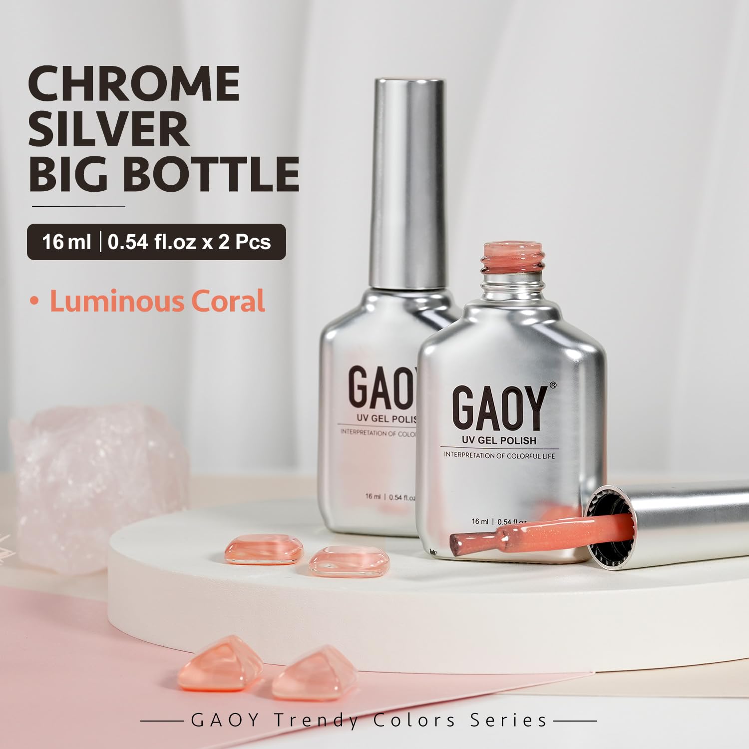 GAOY Nude Gel Nail Polish Set - 2 Colors 16ml Jelly Orange Shimmer & Sheer Soak Off UV Gel Polish for Natural Nails | Perfect for Manicures, Pedicures & Nail Art Designs