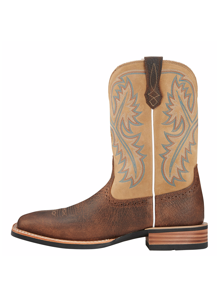 Ariat Men's Quickdraw Western Boots - Tumbled Bark Leather Cowboy Boots for Riding, Work & Outdoor Adventures