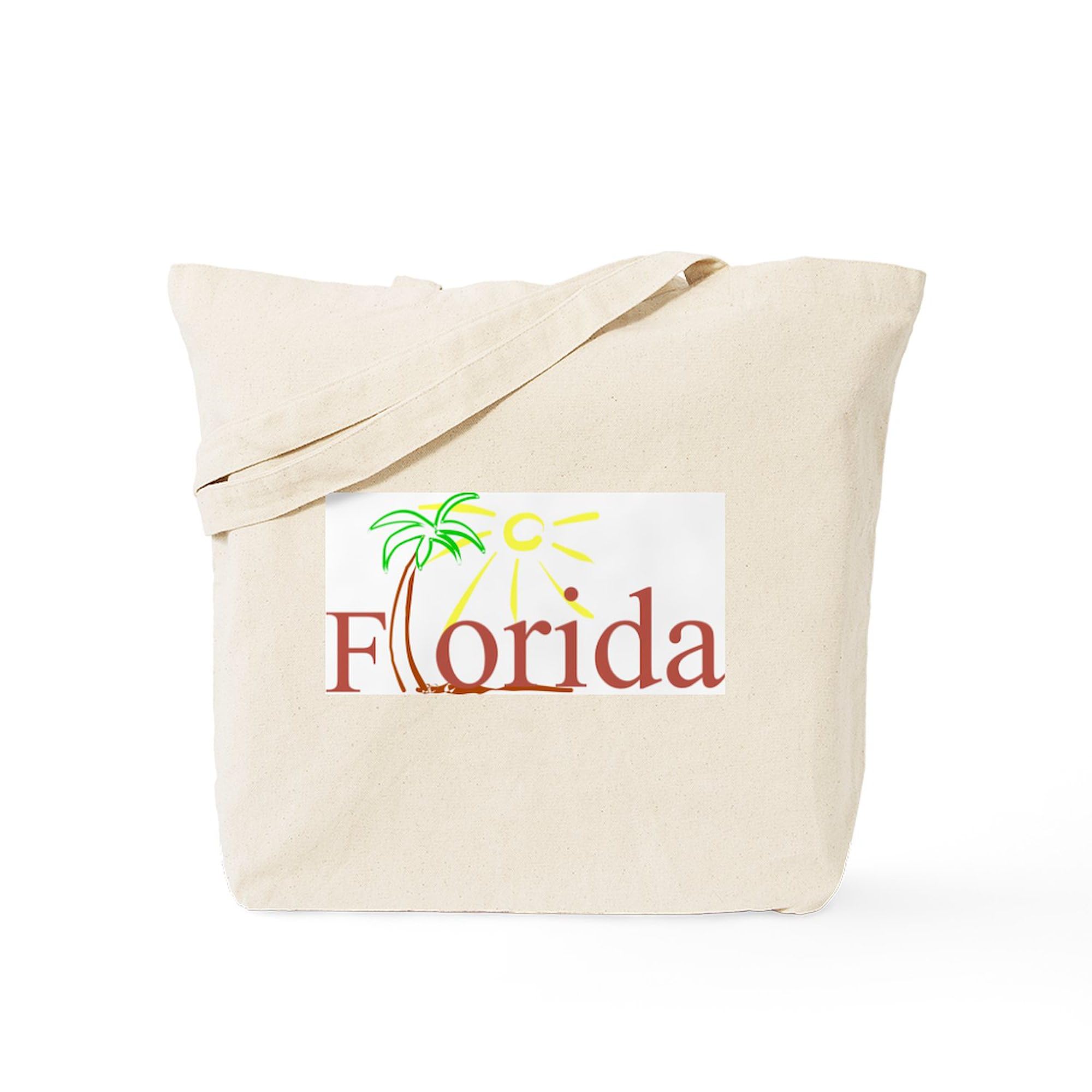 Florida Palm Tote Bag - Natural Canvas Reusable Shopping Bag with Pockets | Eco-Friendly Grocery & Beach Tote for Women | Perfect for Shopping, Travel & Beach Outings