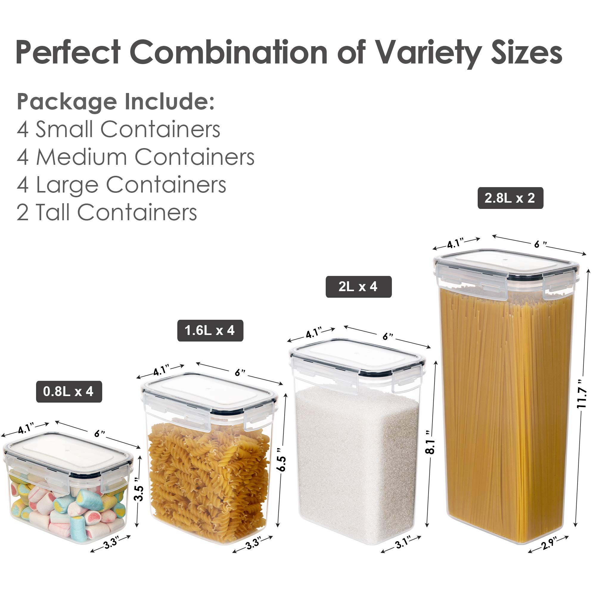 Vtopmart 14-Piece BPA-Free Airtight Food Storage Container Set with Lids - Kitchen & Pantry Organizers for Cereal, Flour, Sugar, Rice, Pasta & Dry Goods - Includes 24 Labels for Easy Organization | Perfect for Meal Prep, Baking & Bulk Food Storage