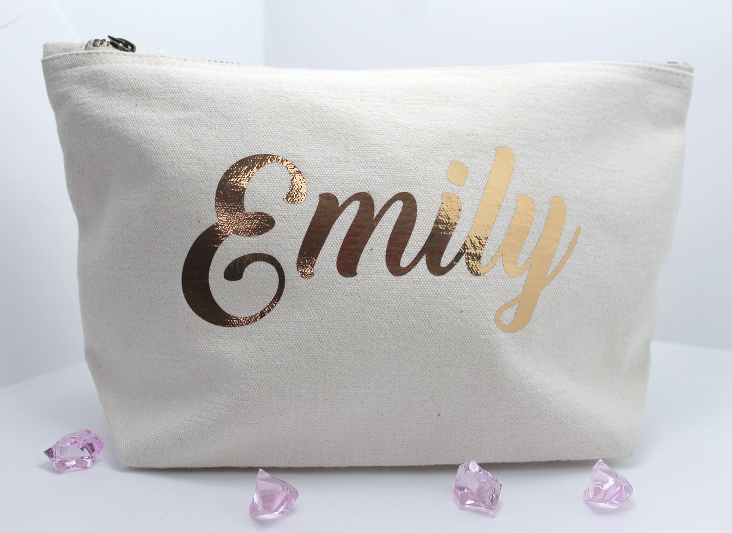 Personalized Makeup Bag with Metallic Copper Print - Custom Name for Christmas, Birthdays & Weddings | Perfect Gift for Cosmetics, Travel & Everyday Use