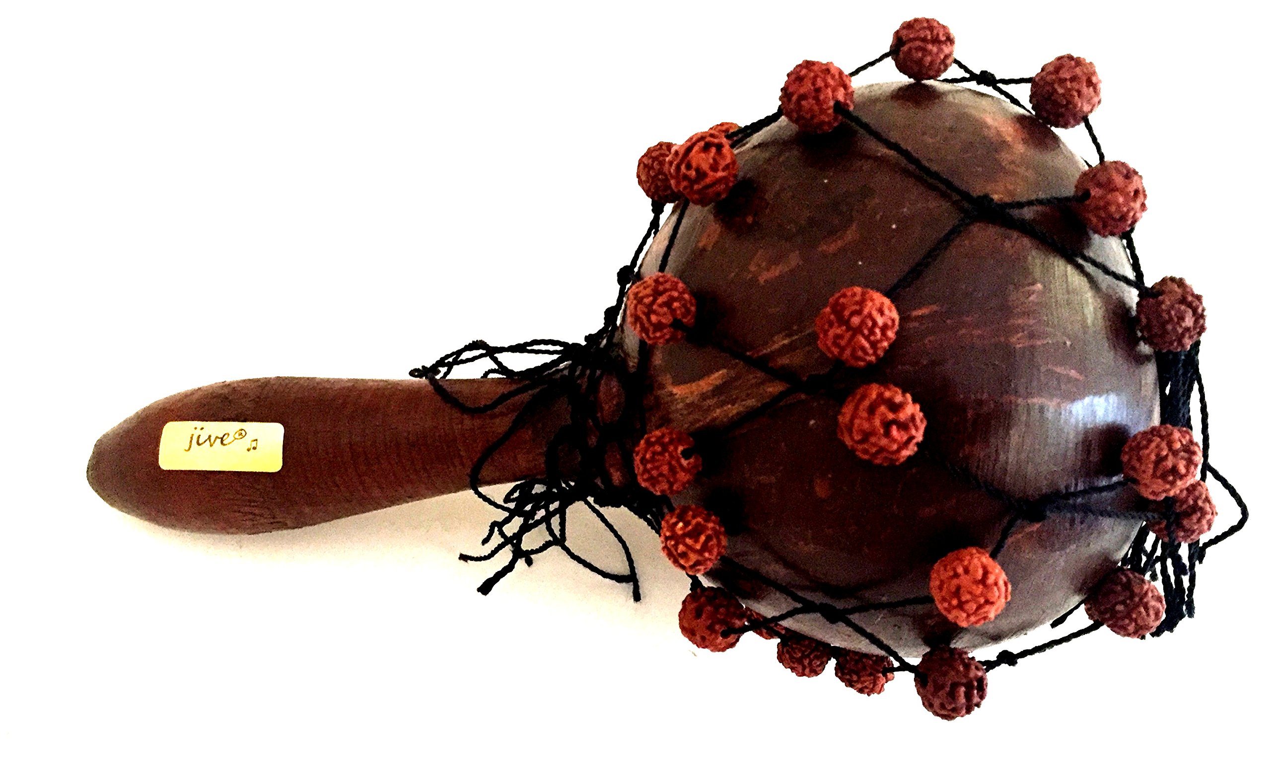 Premium Coconut Wood Maraca Shaker with Sacred Beads - Handcrafted Percussion Instrument for Authentic Latin Sound | Perfect for Music Class, Band Practice & Cultural Performances