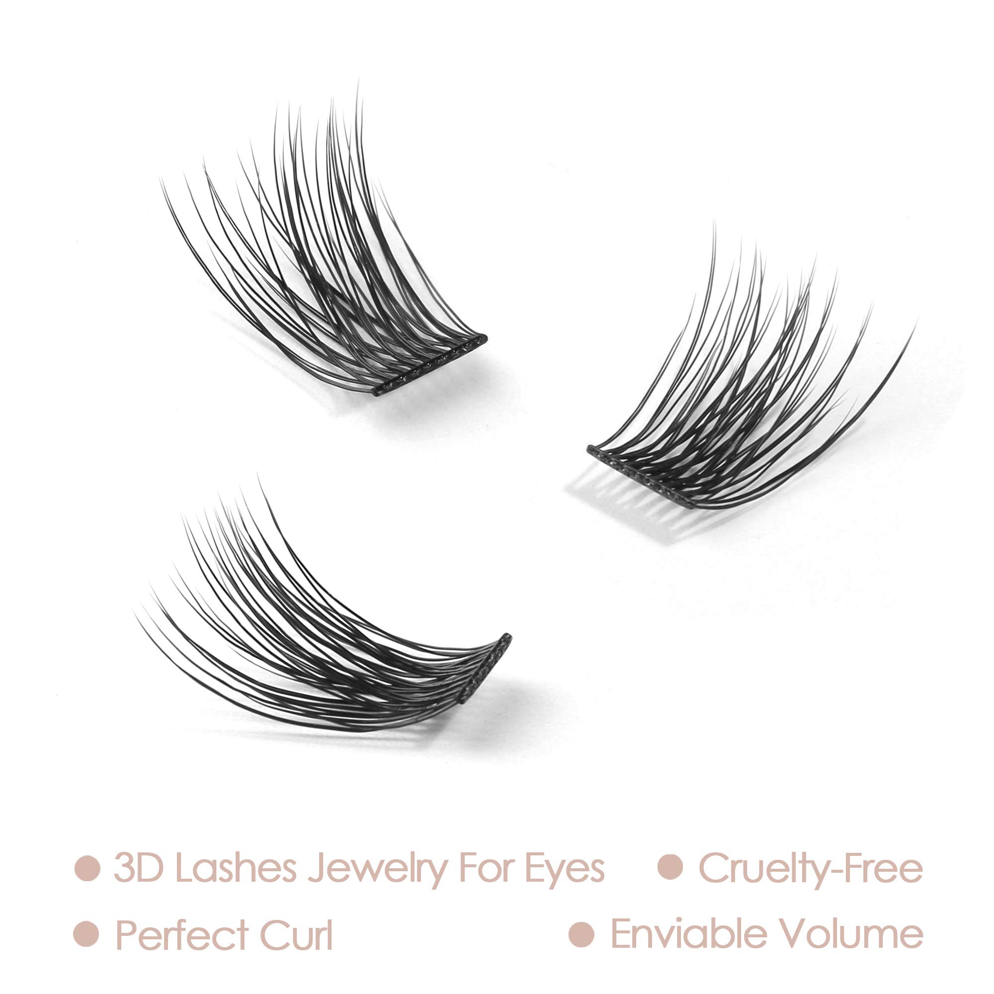 3D Volume DIY Eyelash Extension Kit - 12 Clusters C Curl False Lashes (14MM) with Glue Bonded Band for Natural Look | Perfect for Home Use, Parties & Special Occasions